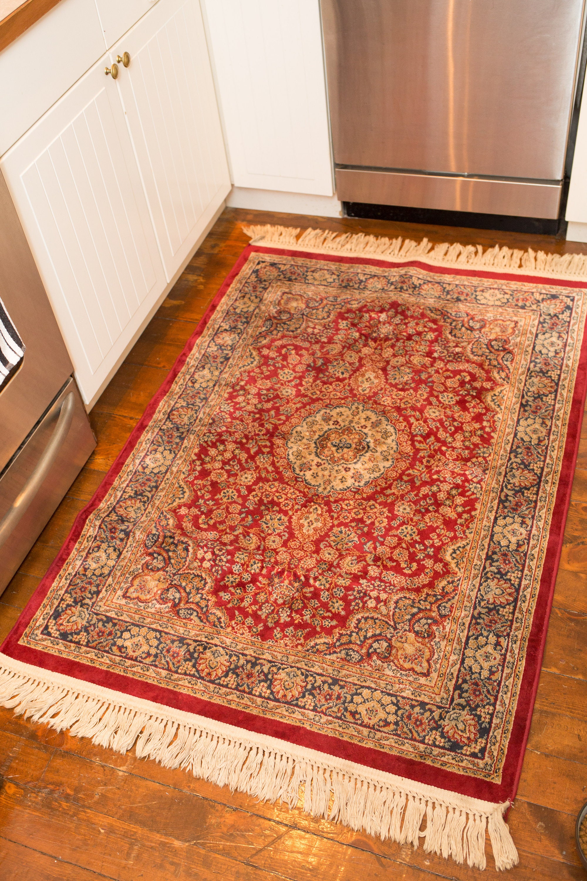 Vintage Persian Rug 63 x 40 Inch Beluchi Artificial Silk High Density Viscose Rug Multicolor