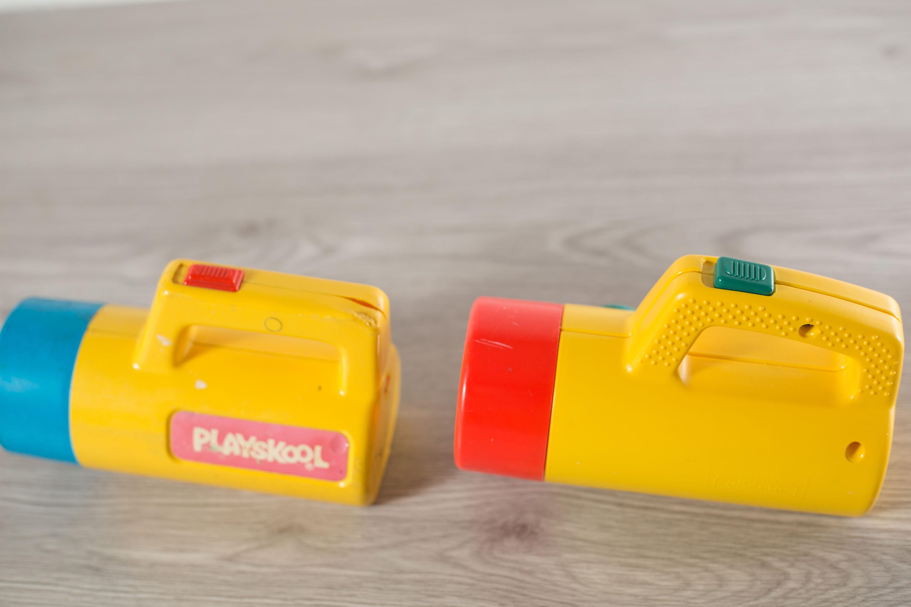 Playskool Flashlight / Vintage Fisher Price Yellow Flashlight with Red