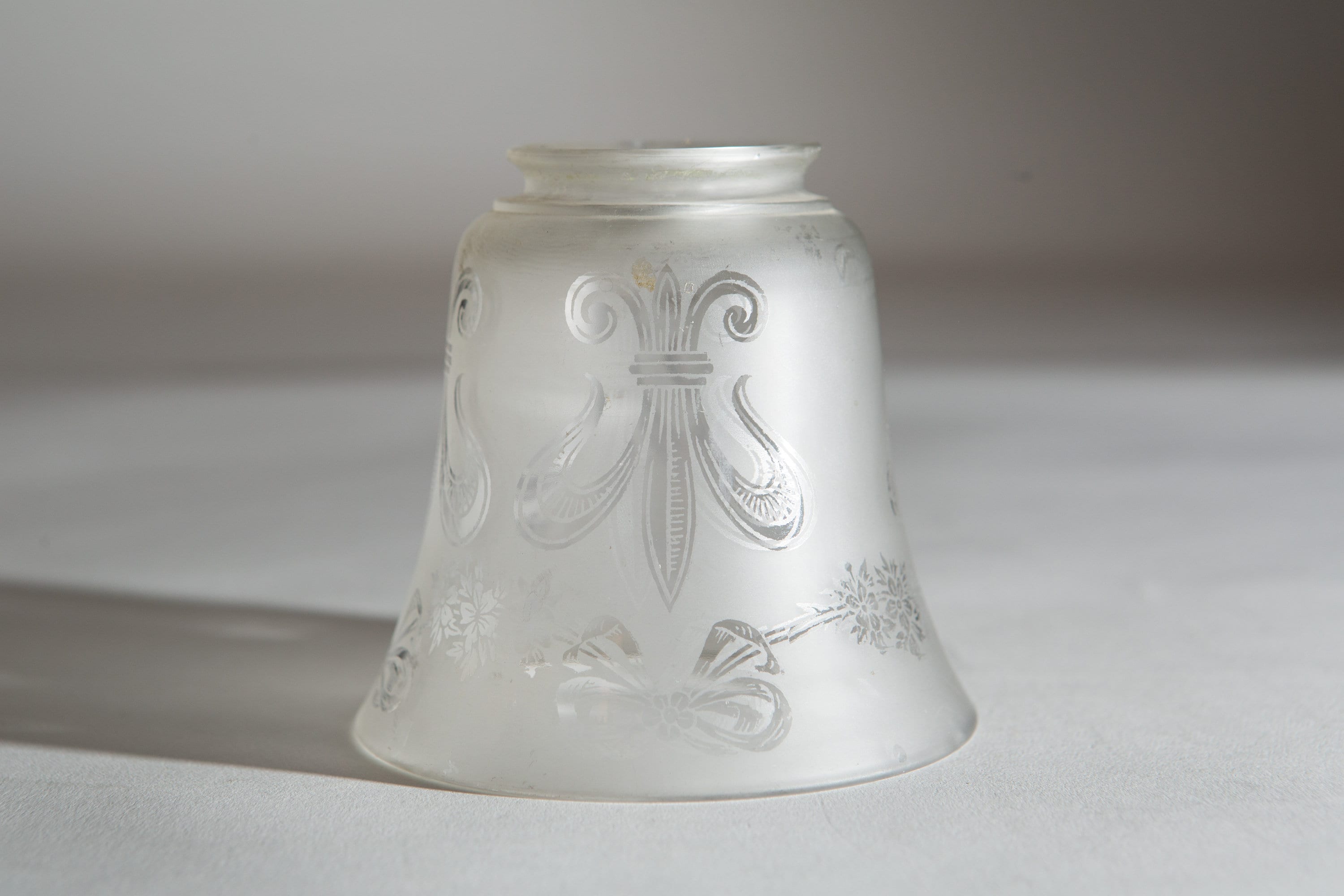 Vintage Glass Lamp Shade Clear Bell Shaped Pressed Glass Pendant