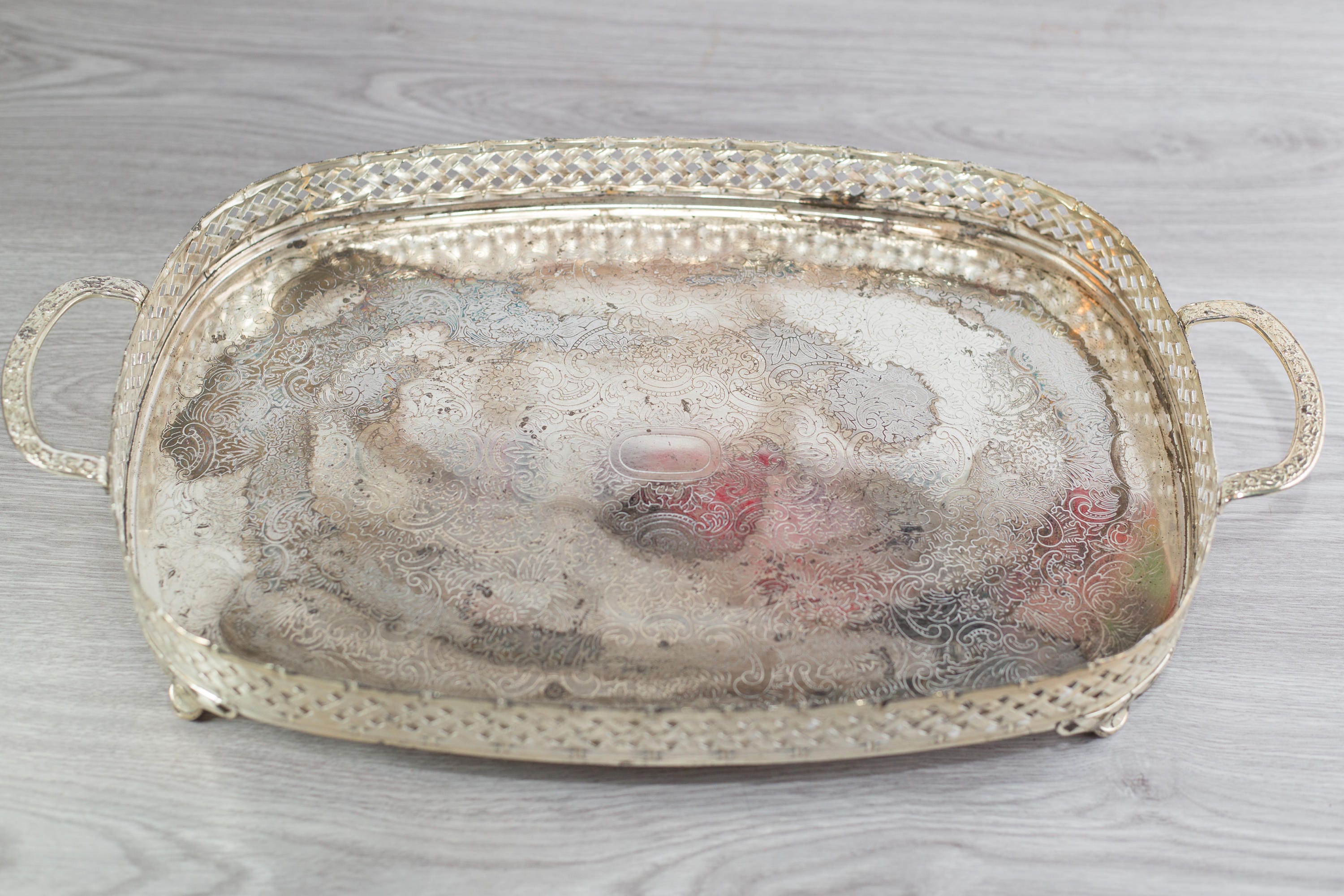 Vintage Silver Plated Tray / Breakfast in Bed Platter