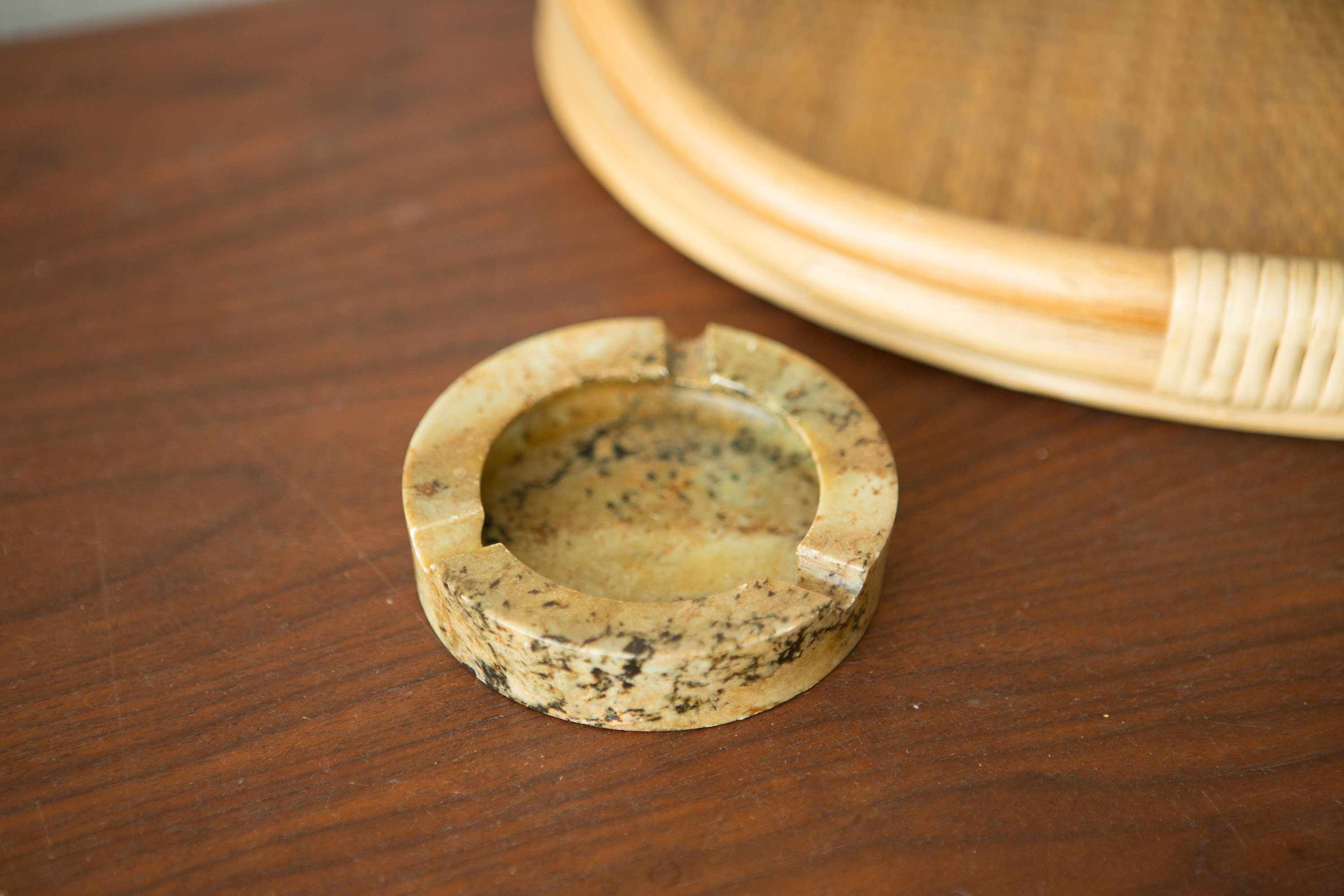 Vintage Alabaster Ashtray Handmade Cigarette or Spliff Tray Retro