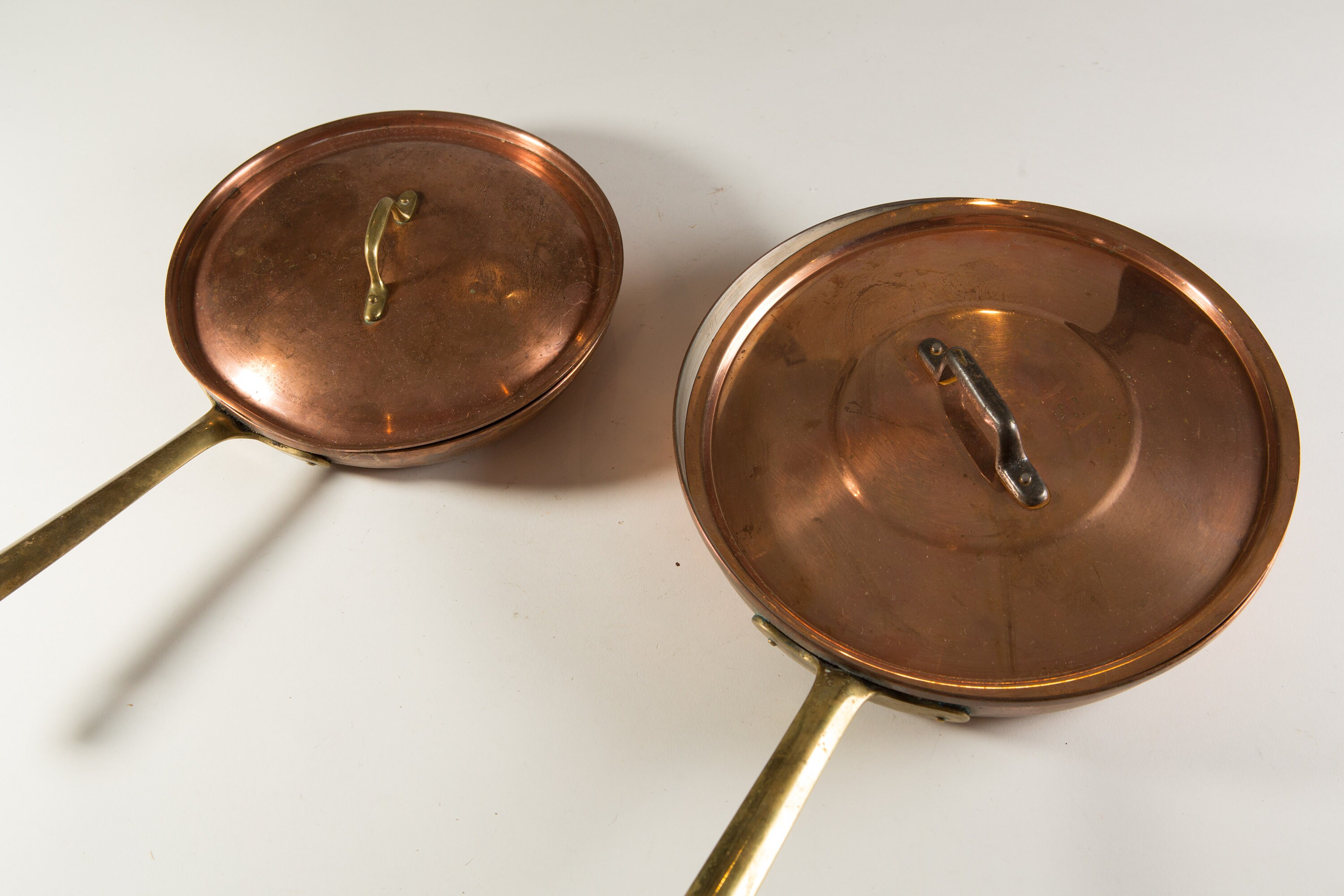 Vintage Copper Pan with Brass Handles Cooking Frying Pan French