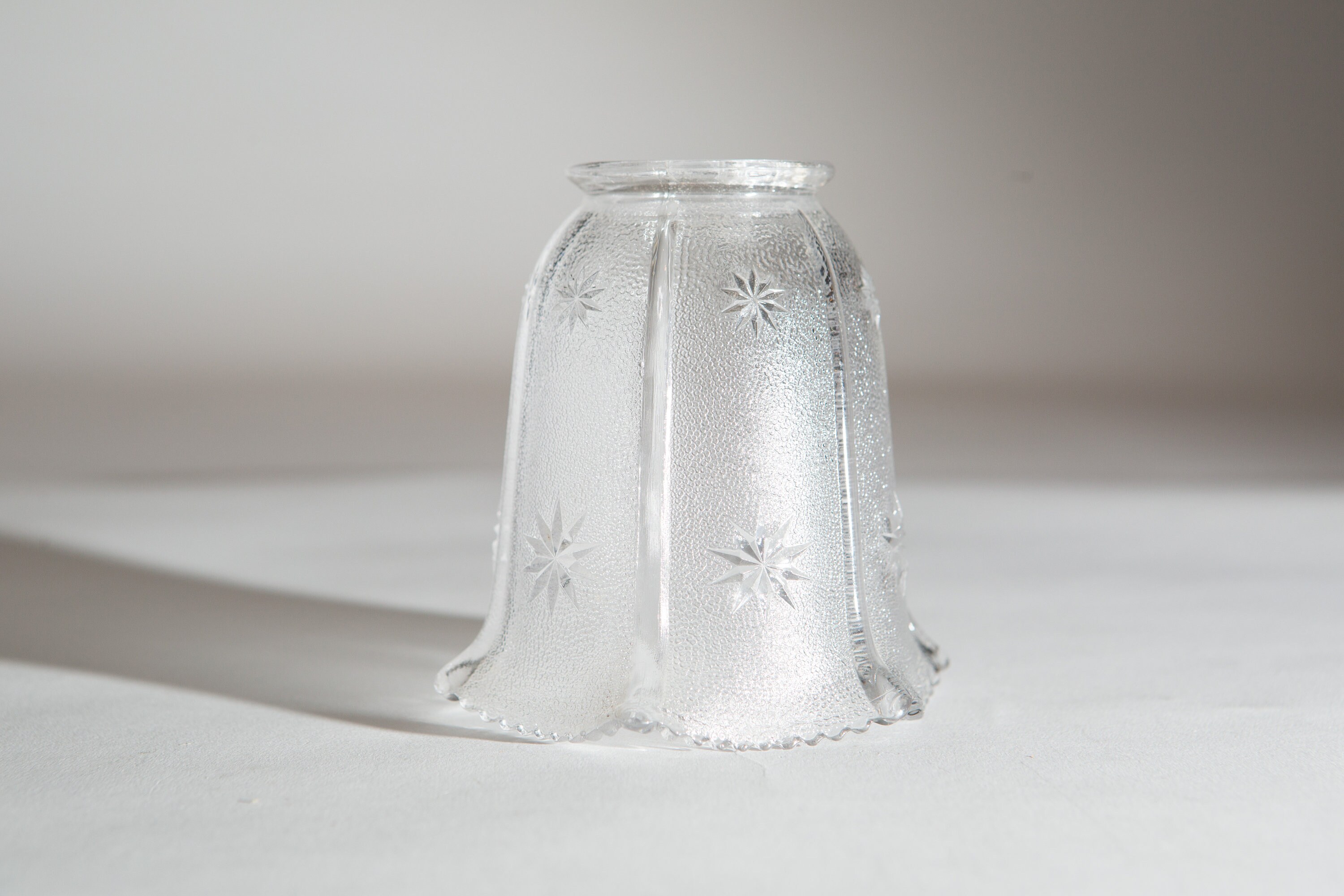 Vintage Glass Lamp Shade Clear Bell Shaped Pressed Glass Pendant