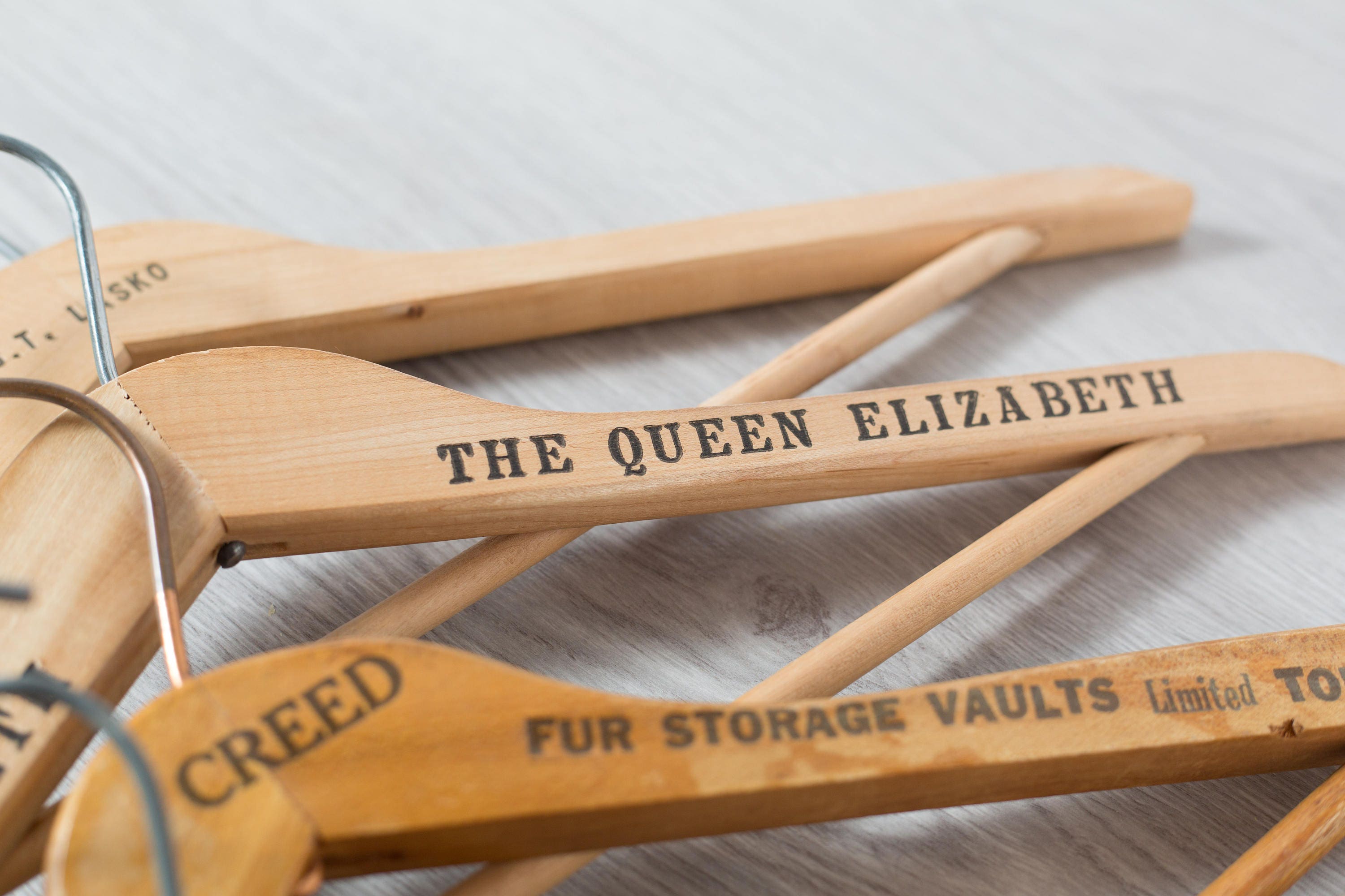 Wooden Fur Coat Hangers / Set of 12 Vintage Clothing Hangers from