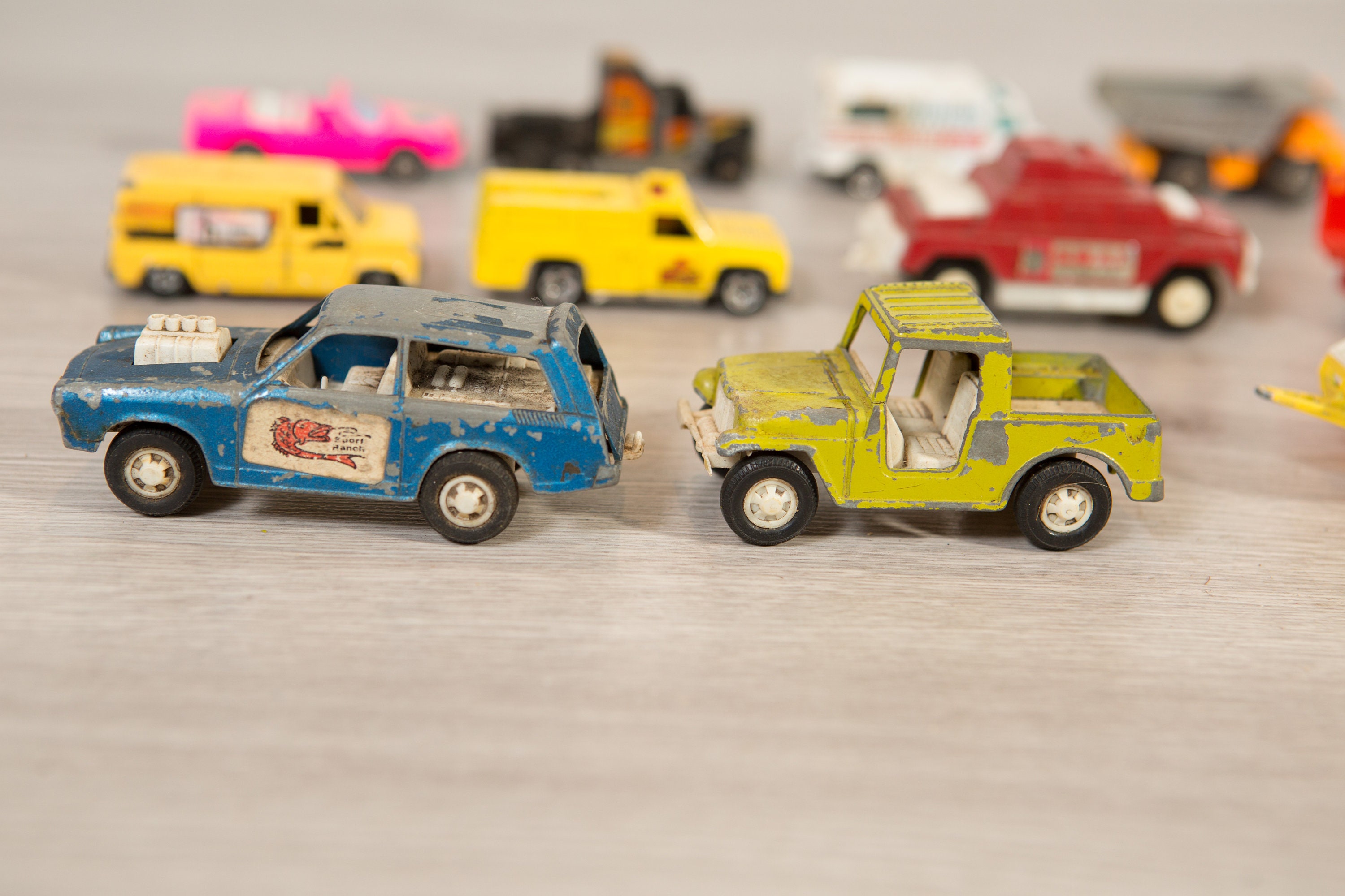 17 Vintage Metal Truck Toys Small Collectible Metal Child's Cars / Toys