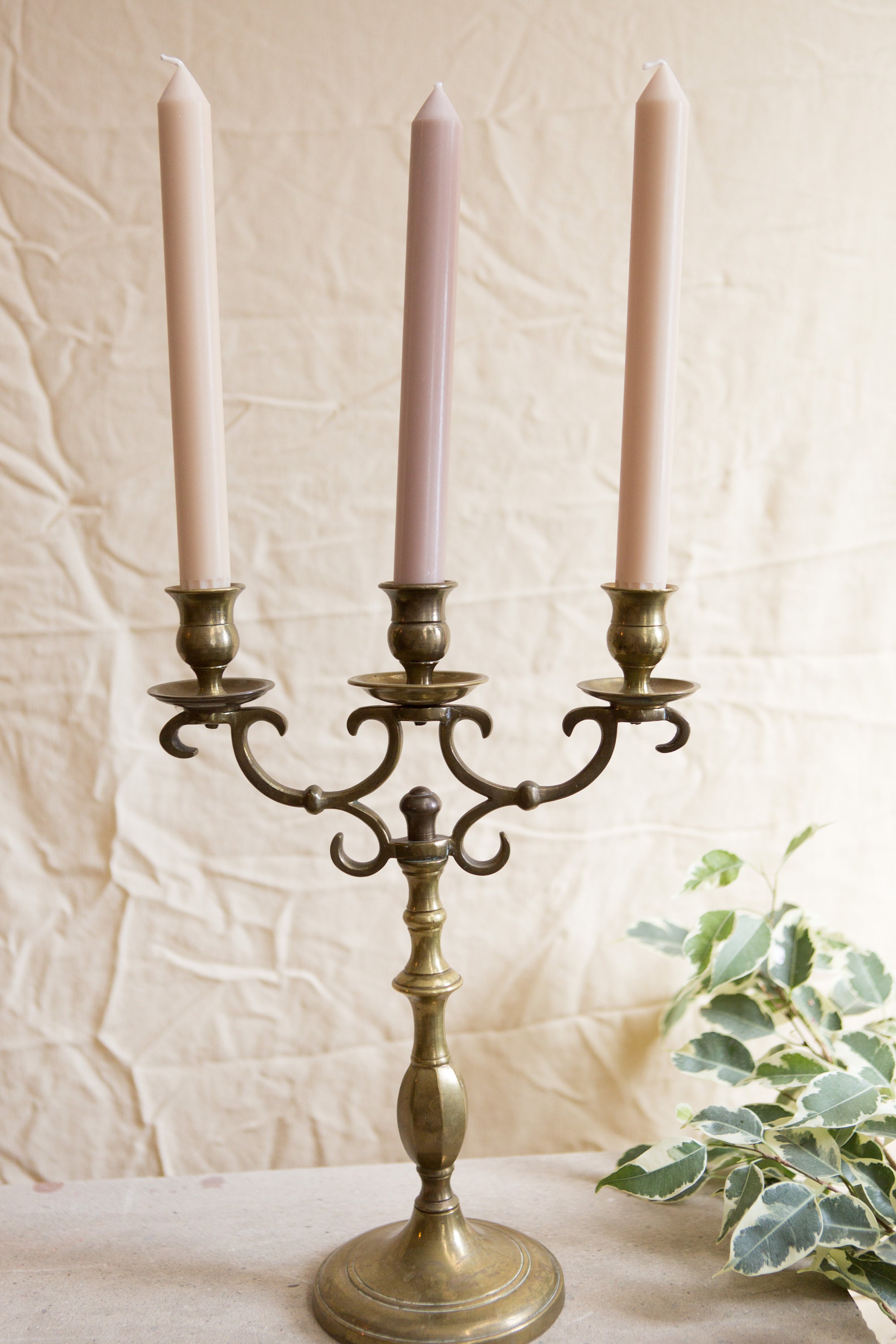 Vintage Brass Candelabra Gothic Church Style Candlestick Holders