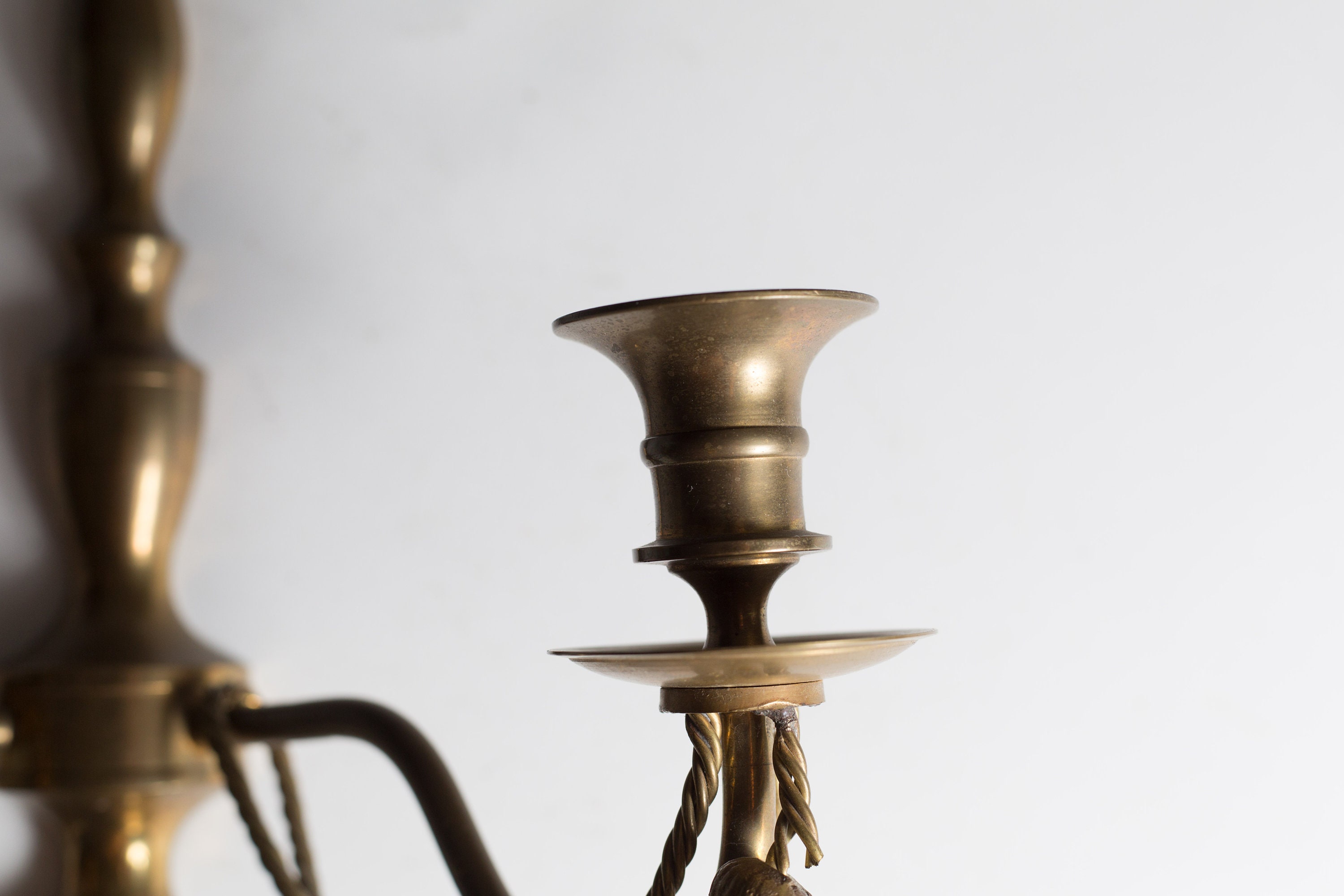 Brass Candlestick Holder Wall Hanging Candelabra Mid Century Modern