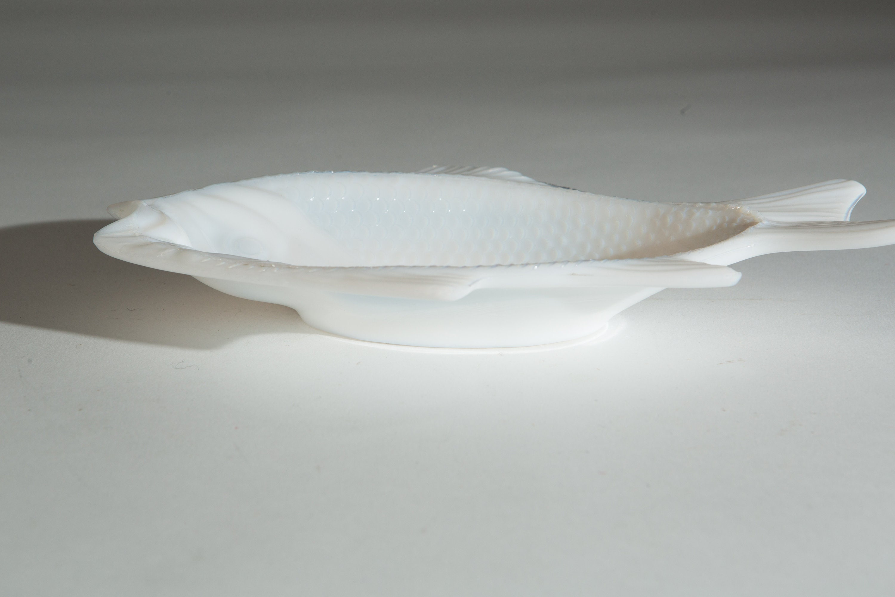 Milk Glass Plate Antique Atterbury Glass Fish Shaped Serving Dish