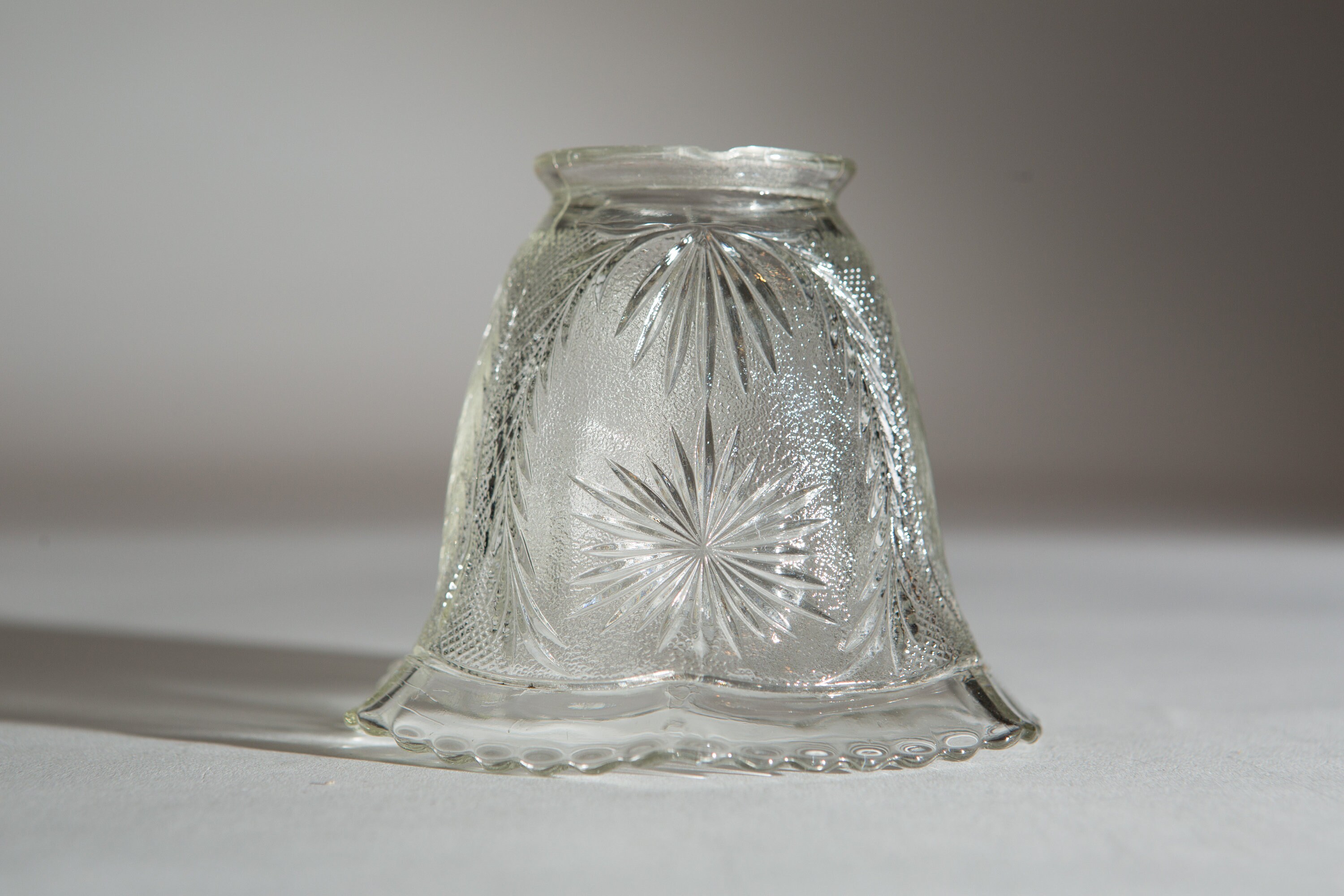 Vintage Glass Lamp Shade Clear Bell Shaped Pressed Glass Pendant