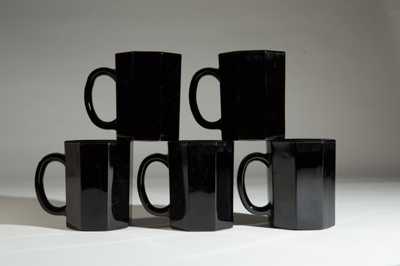 Details about Vintage Set of 2 Arcoroc Black Glass Octagon Coffee Mugs Cups Made in France Details about Vintage Set of 2 Arcoroc Black Glass Octagon Coffee Mugs Cups Made in France