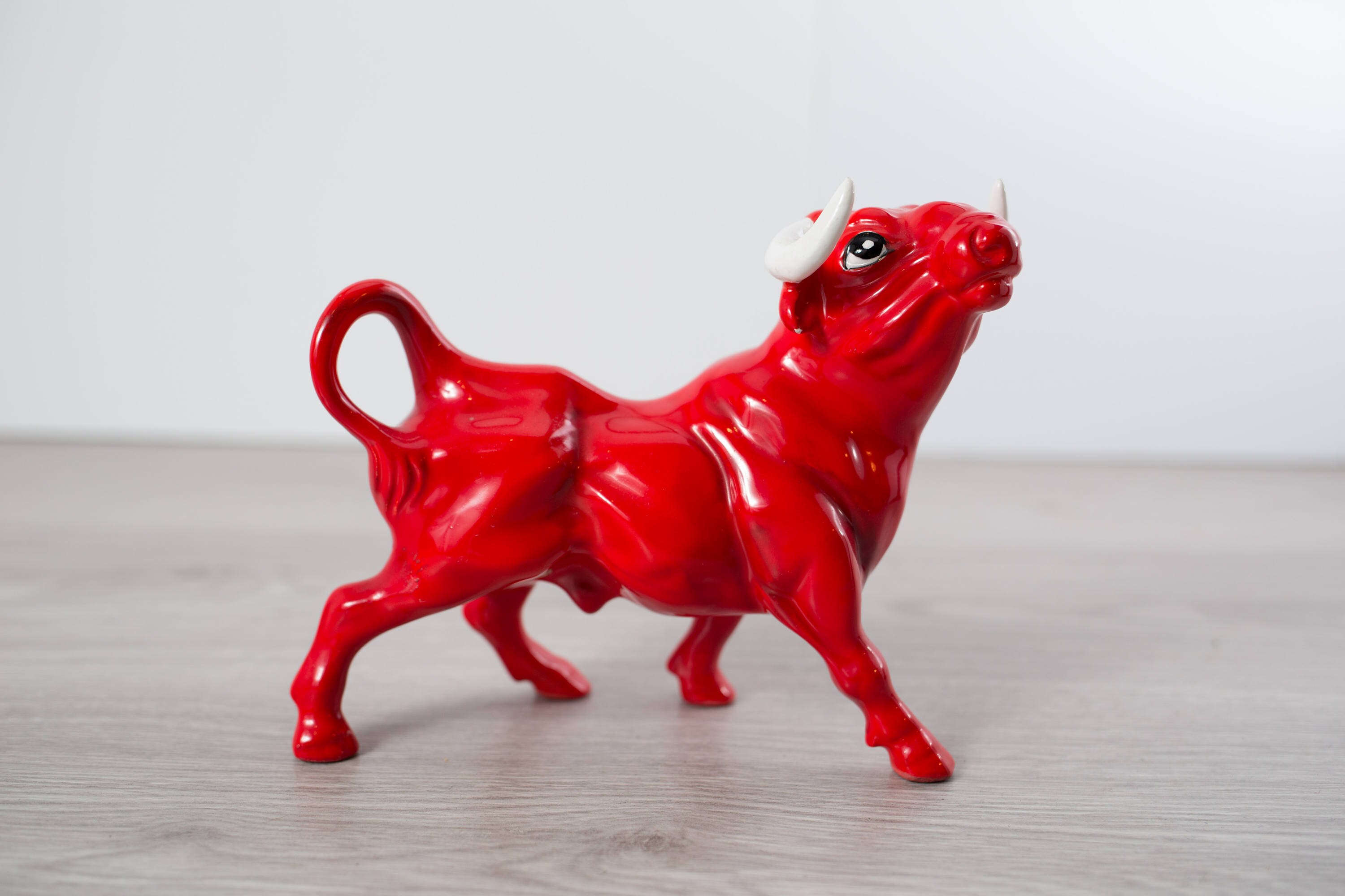 Ceramic Red Bull Rare Vintage Lego Decorative Bull With Horns Made In Japan