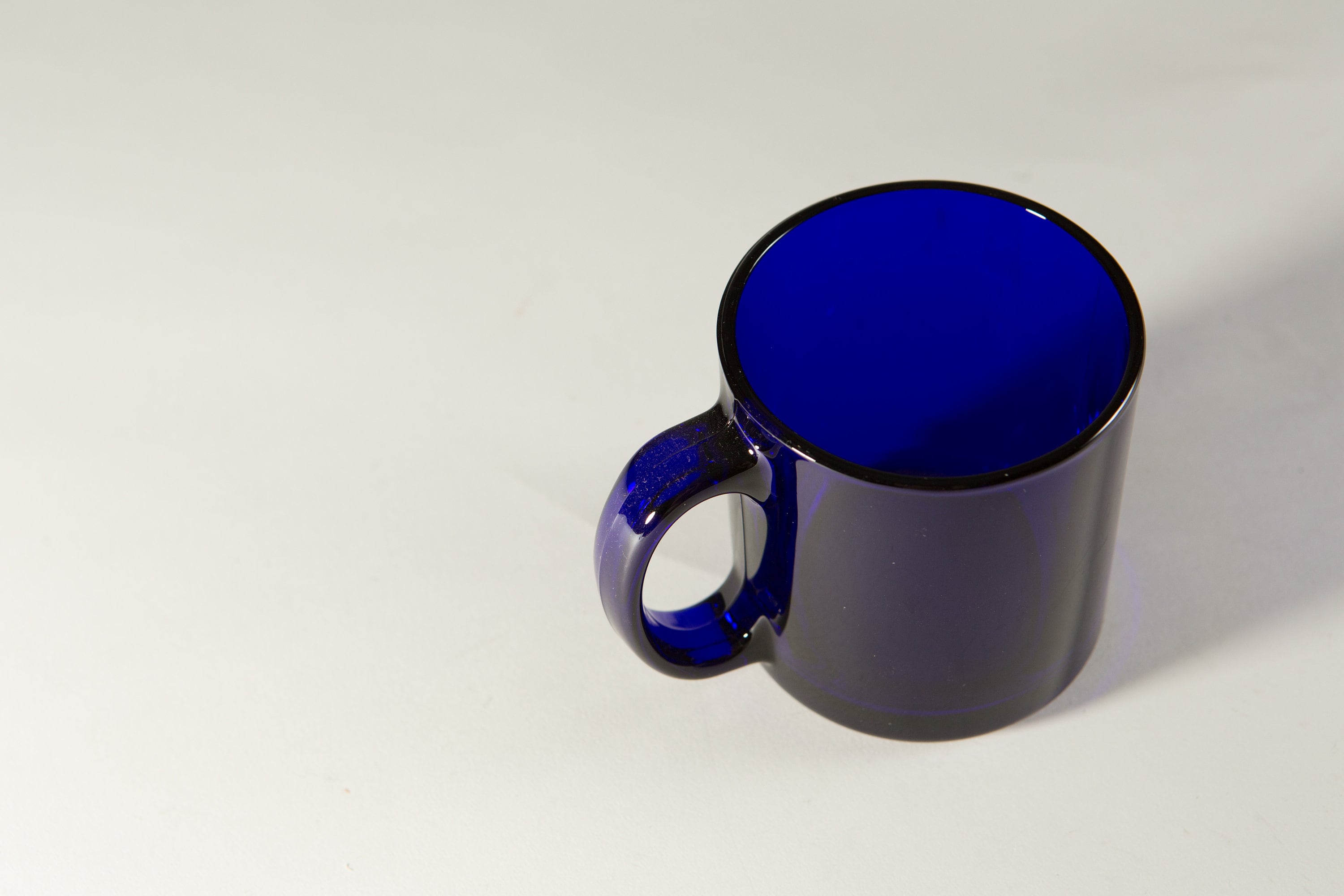4 Blue Mugs 12oz Vintage Libbey Cobalt Blue Glass Coffee Cups Retro