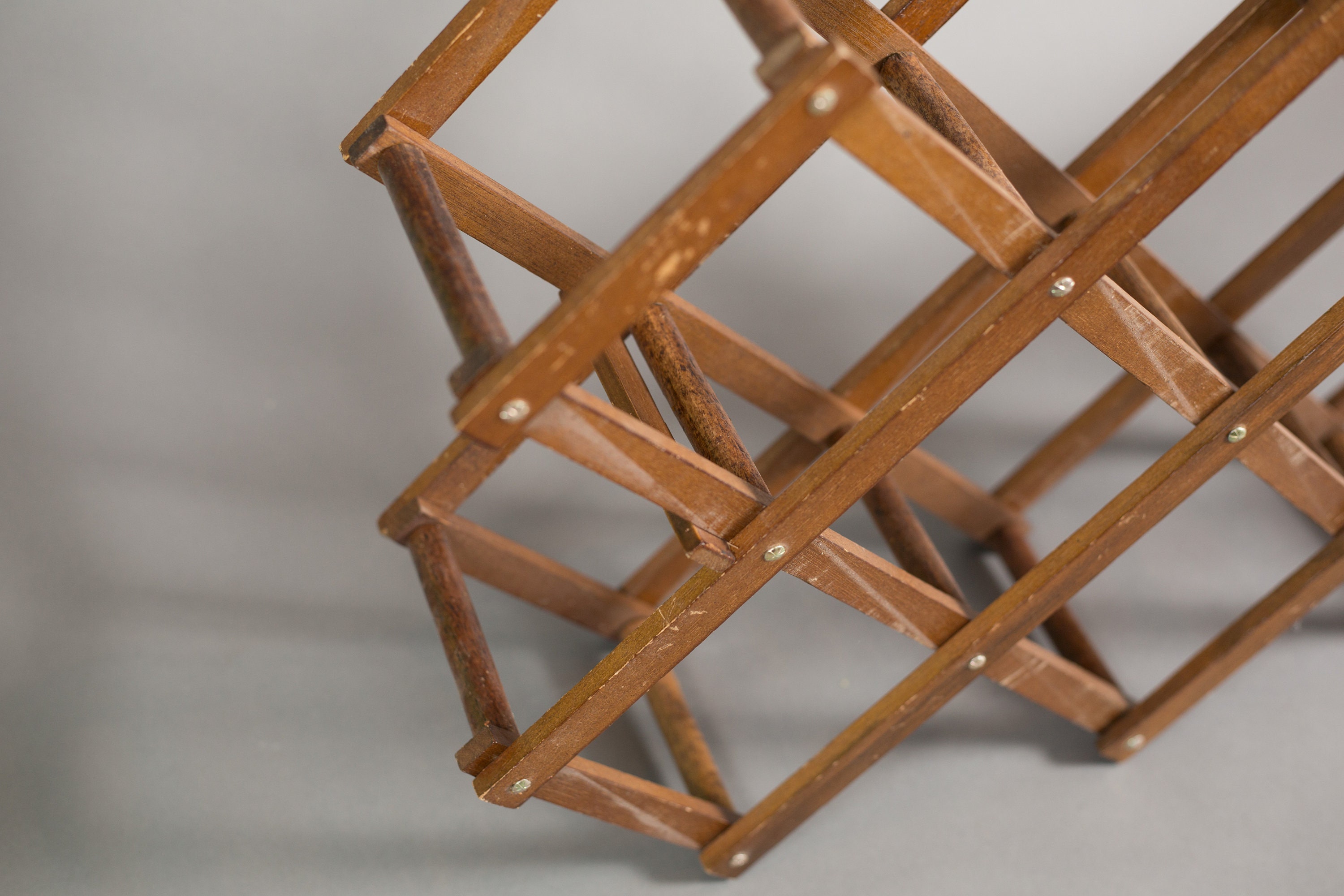 Vintage Wine Rack Wood Wine Holder Folding Collapsible 6bottle