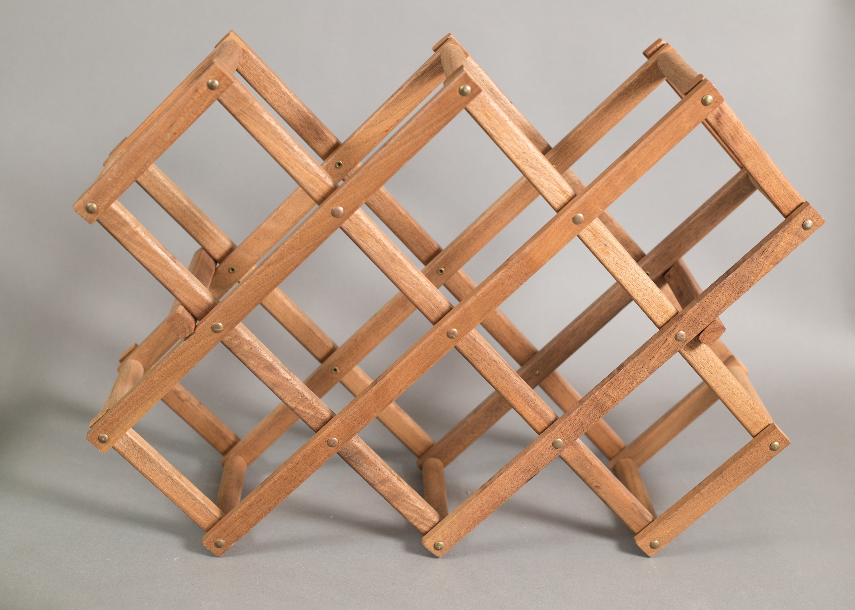 Vintage Wine Rack Wood Wine Holder Folding Collapsible 6bottle