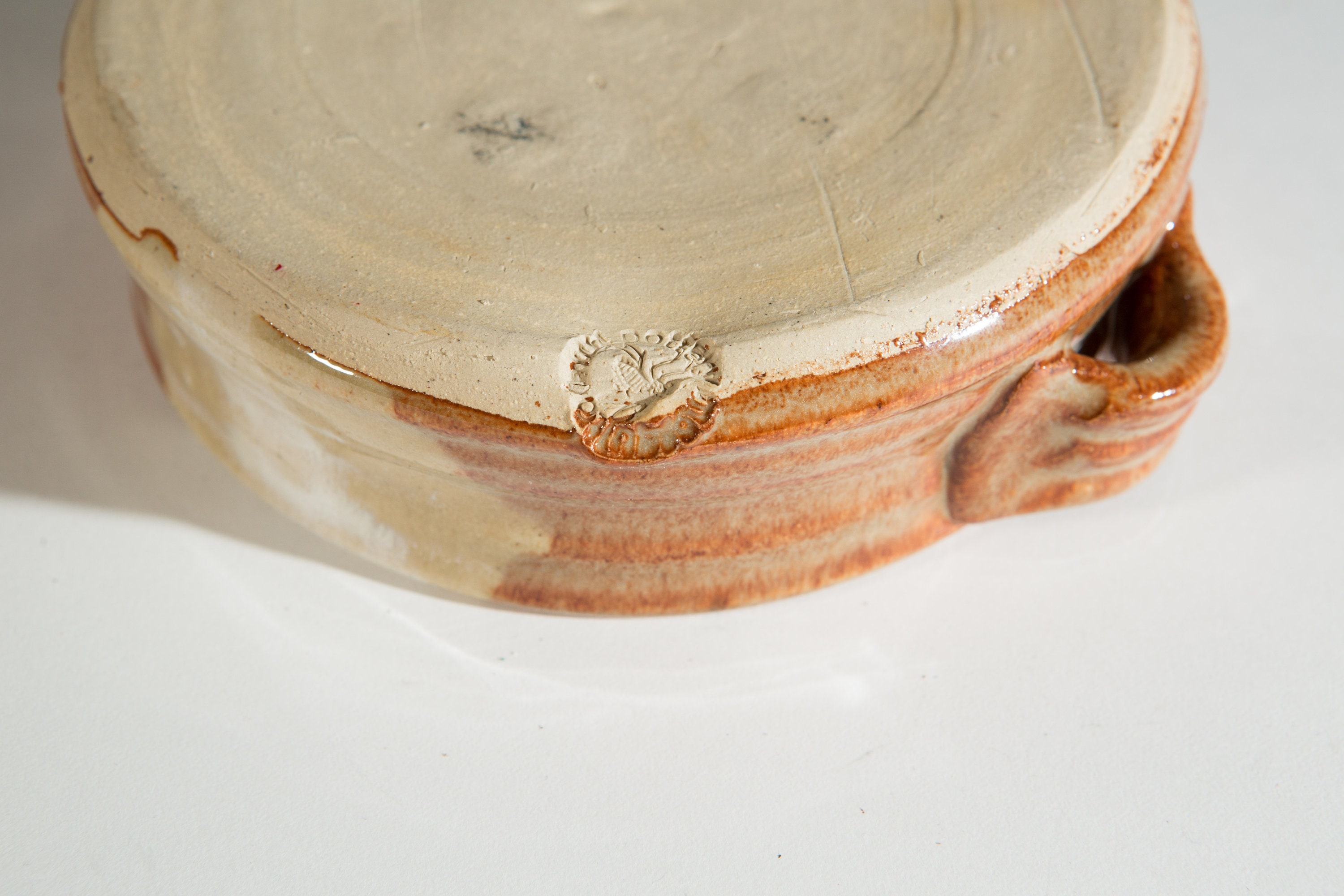 Vintage brown ceramic bowl, vase, butter dish, cheese ...