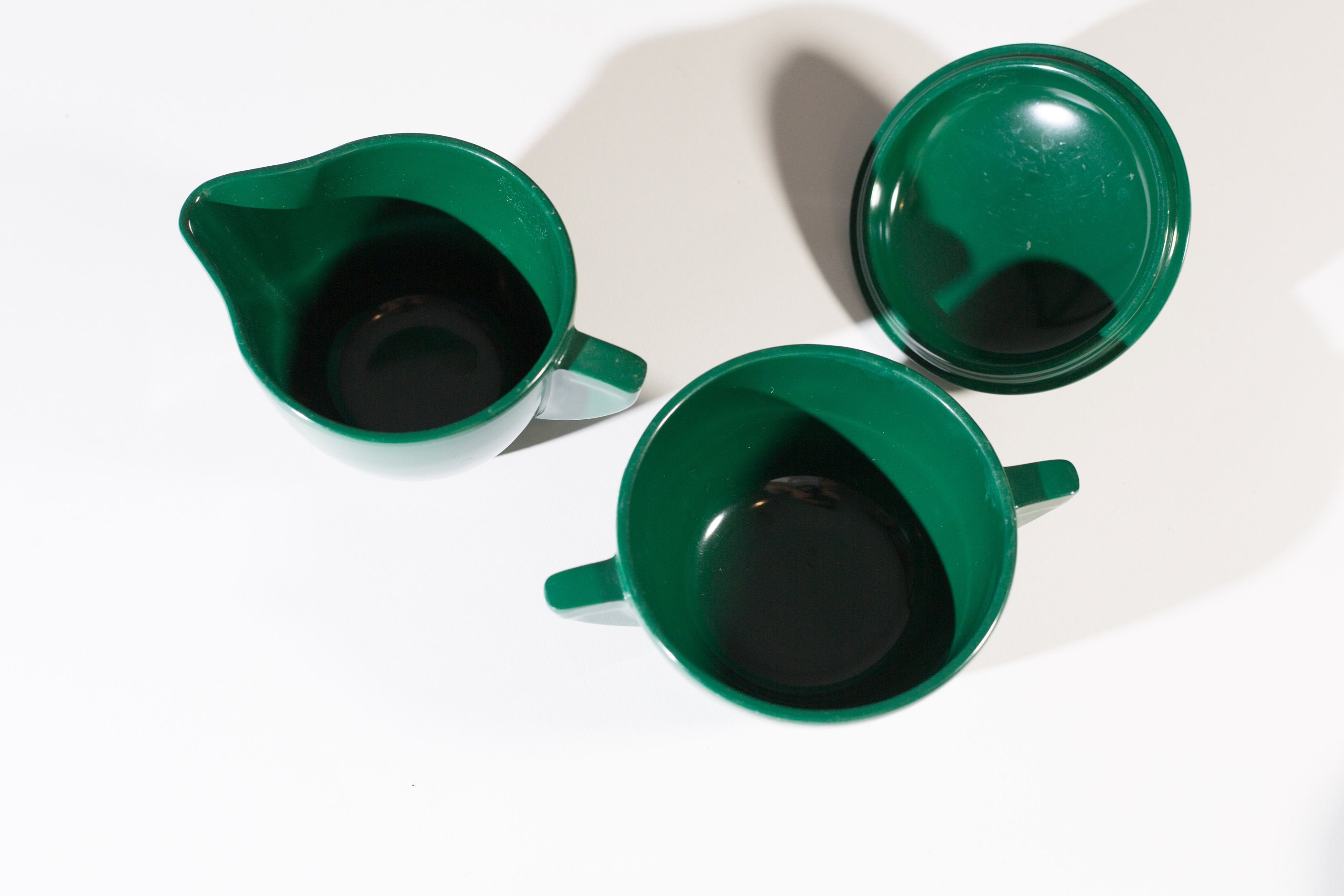 Green Malamine Cups, Saucers Bowls Set of Melmac EverMaid De Luxe
