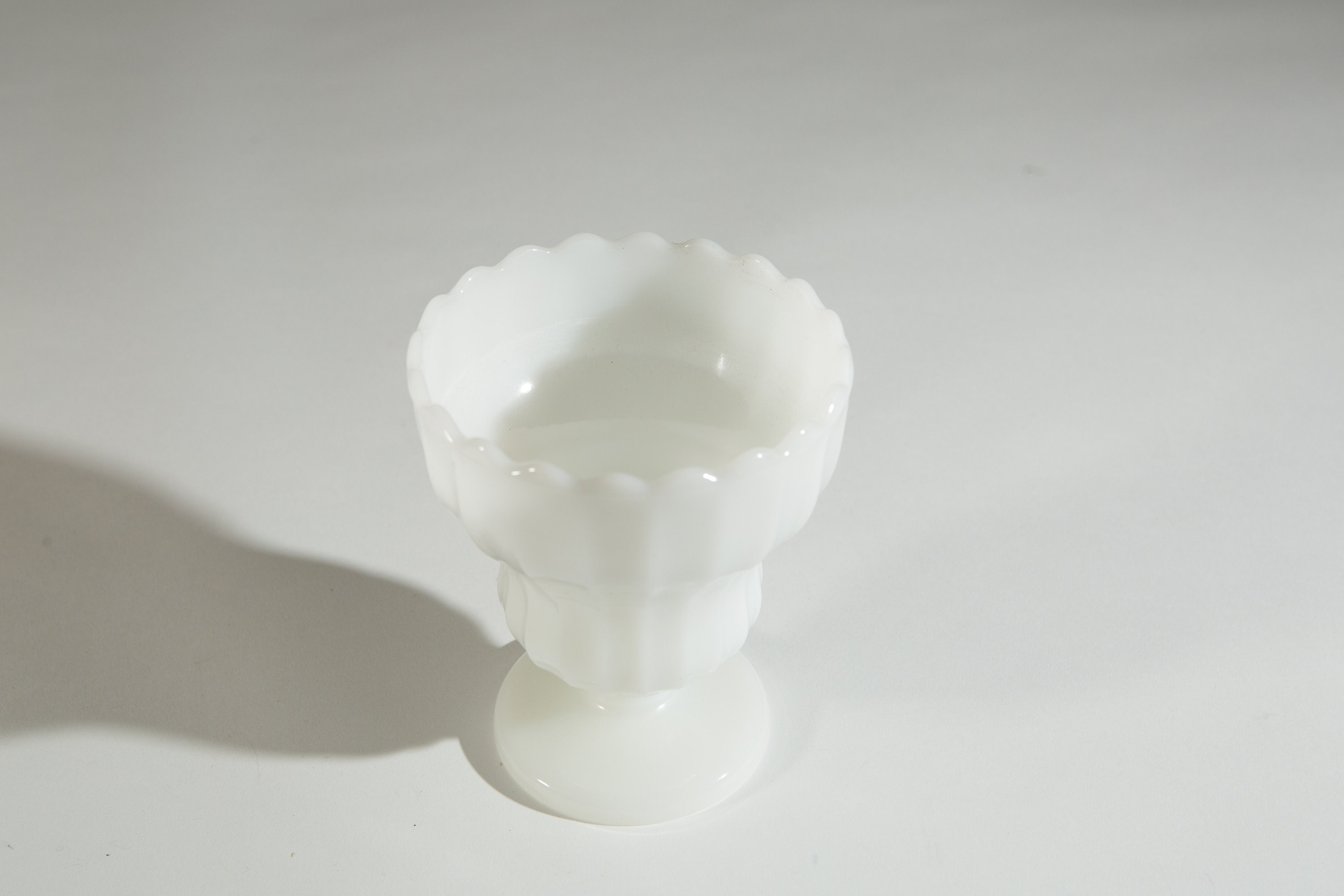 Milk Glass Vase Vintage Mid Century Modern Footed White Flower Pot