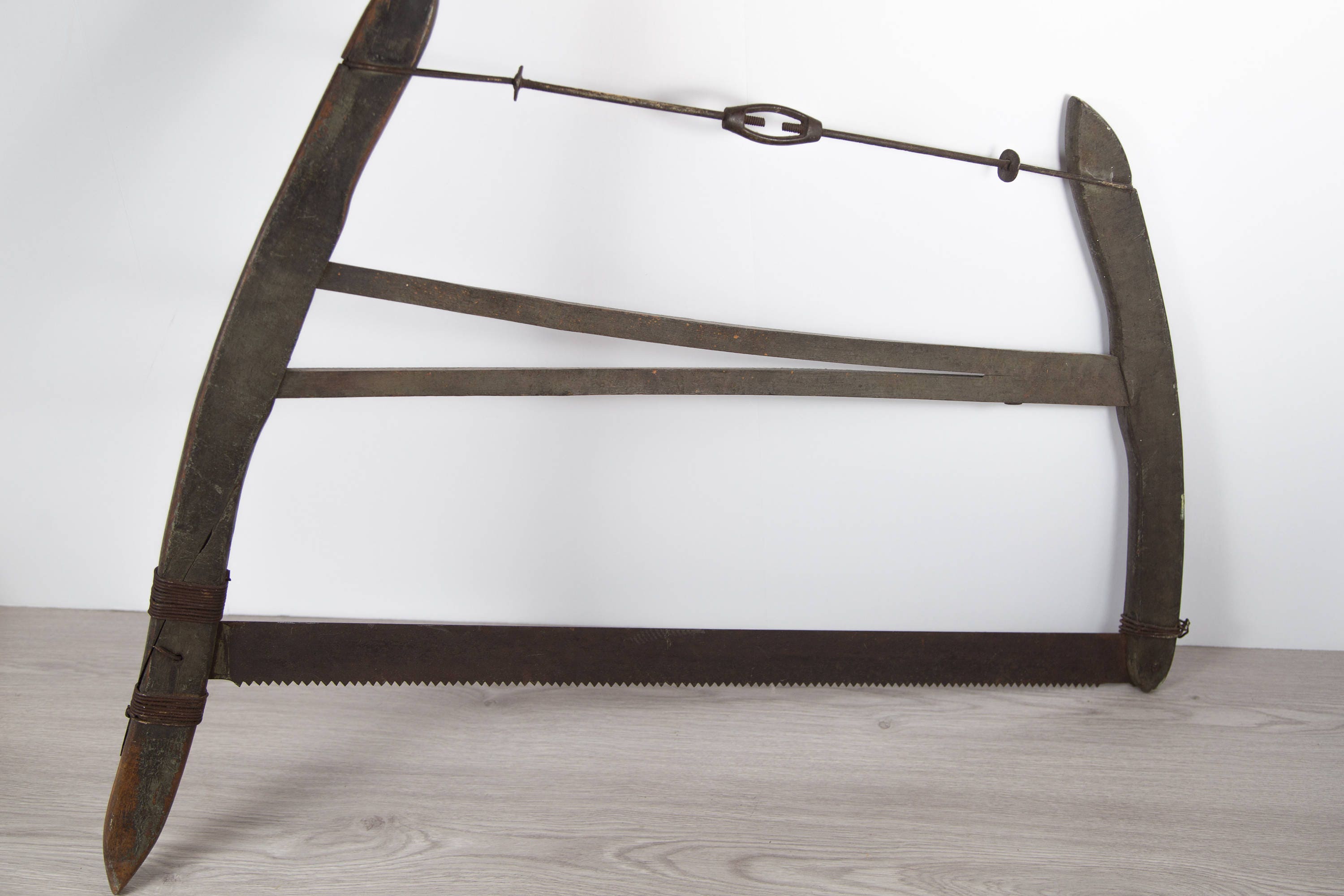 Antique Bow Saw Wood and Metal Tree Cutting Saw Canadian Primitive