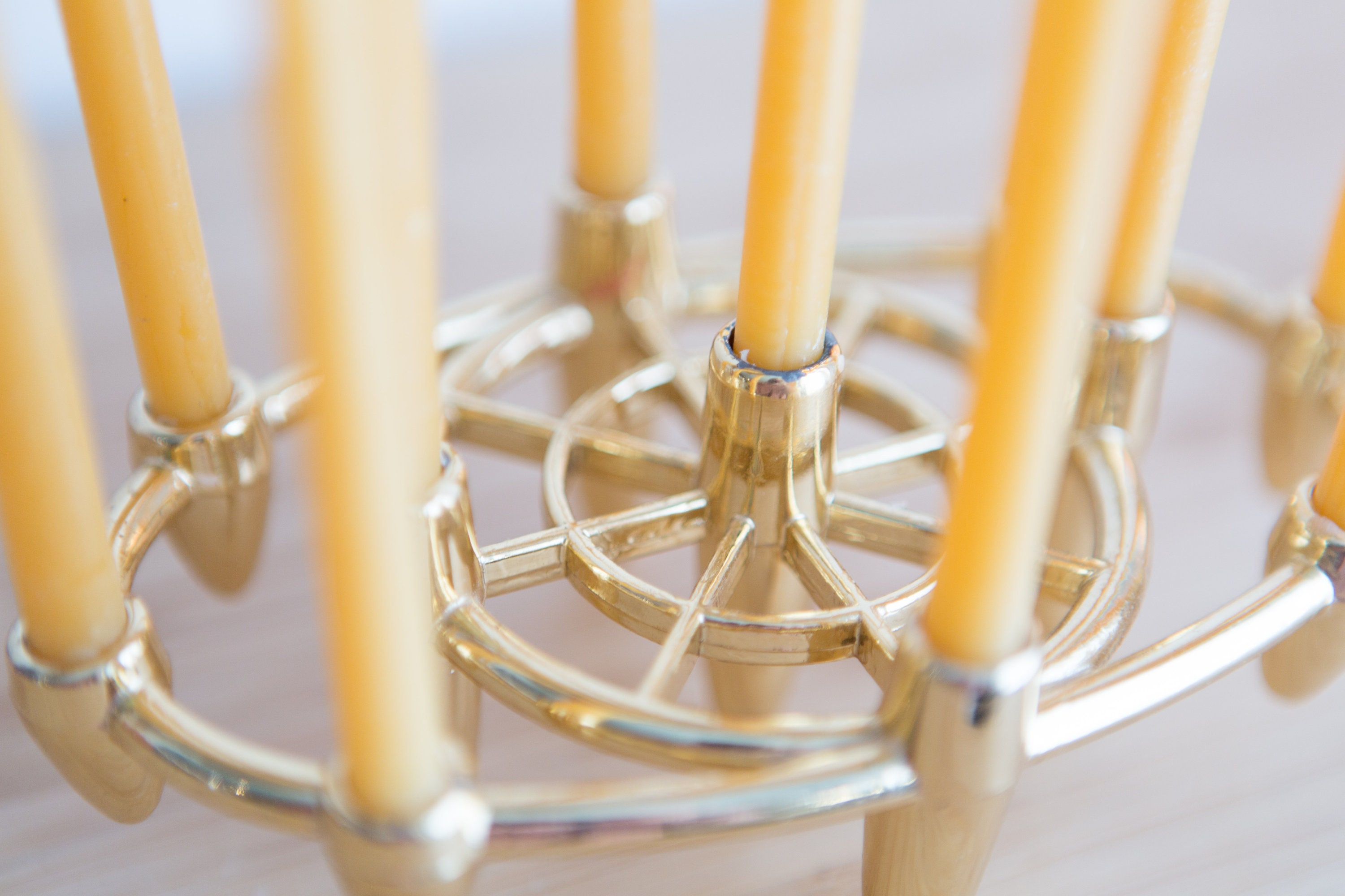 Scandinavian Metal Candlestick Holder Danish Modern Atomic Sputnik