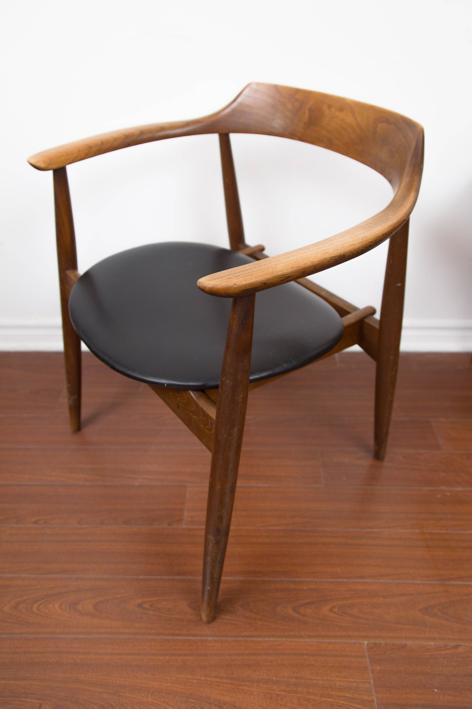Teak Office Chair / Paul Arno Interiors Black Leather Scandinavian