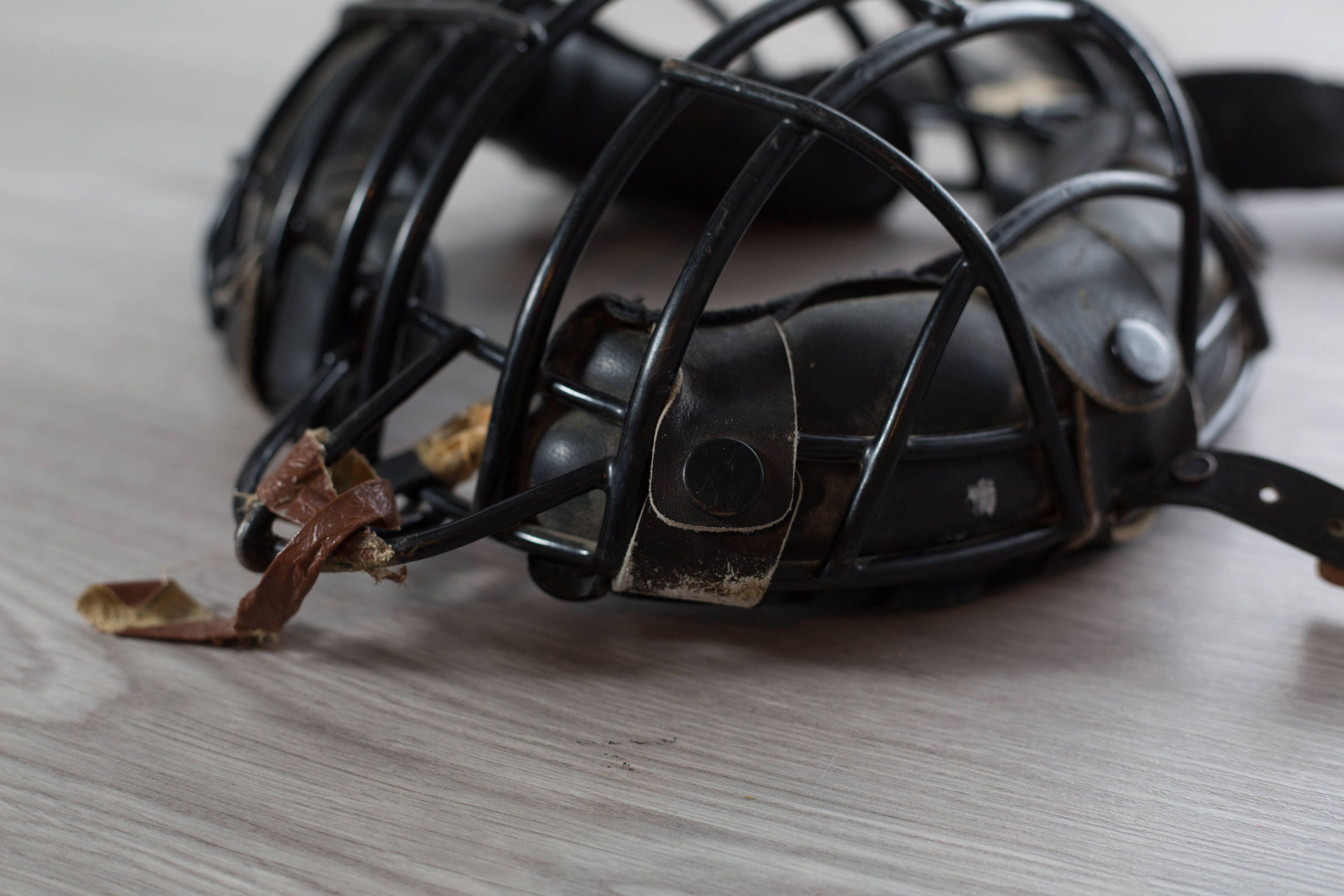 Vintage Baseball Catchers Mask / Antique Sporting Goods / Leather and