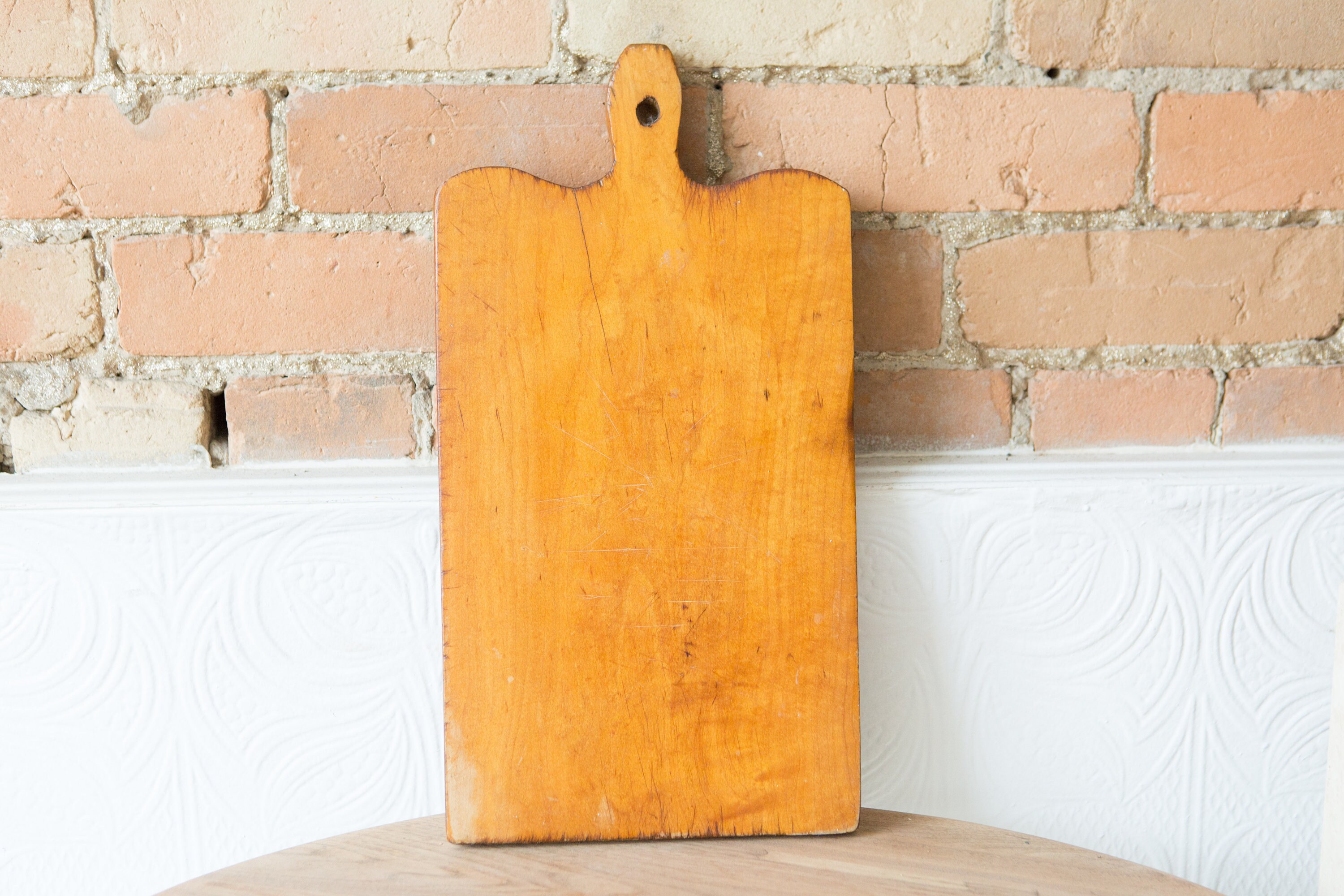 Antique Wood Cheese Board Vintage Hand Carved Wood Chopping Block Solid Wood Appetizer Tray