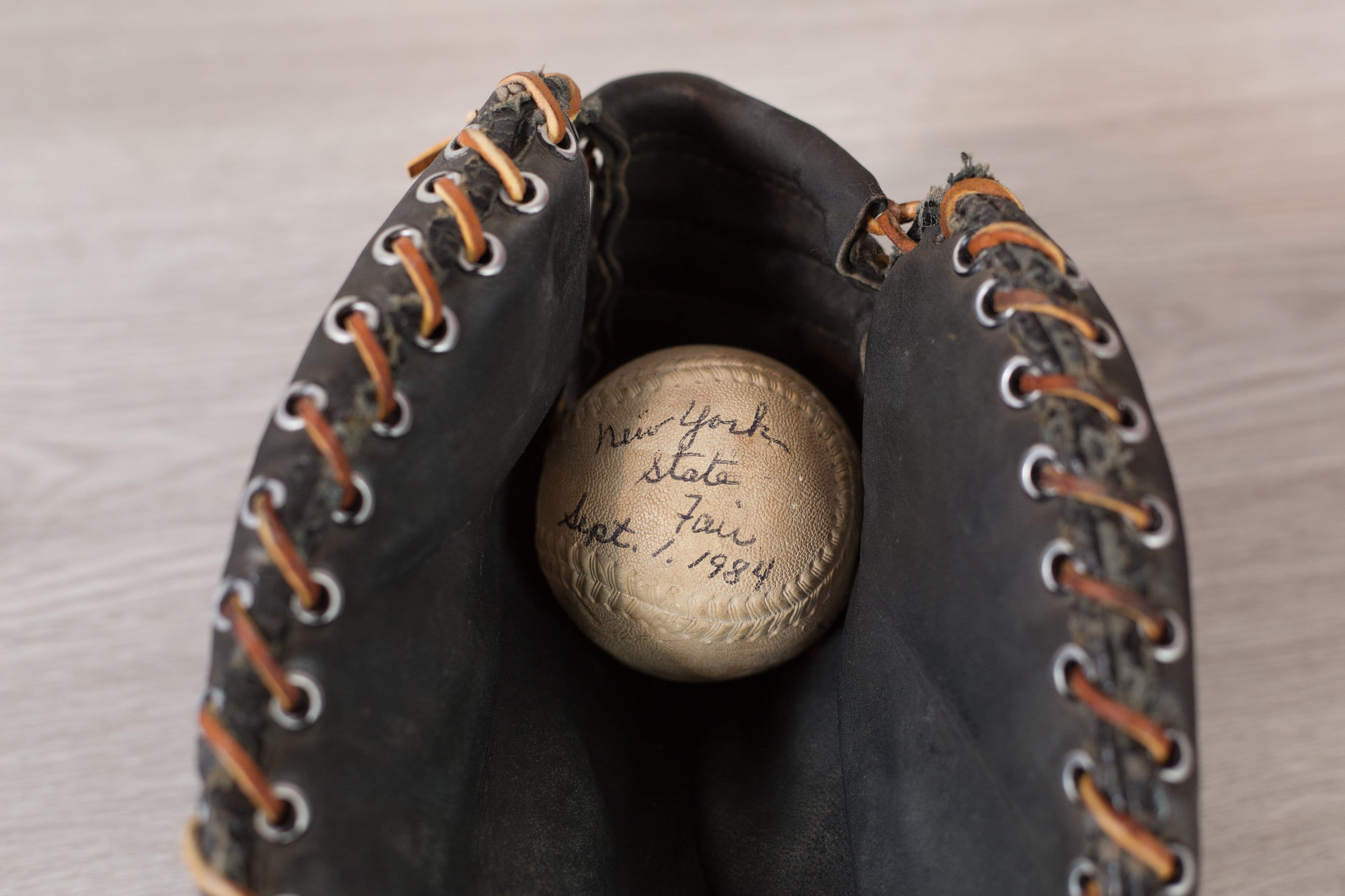 Vintage Baseball Glove Black Leather Antique Sporting Goods Weathered Distressed Athletic Decor