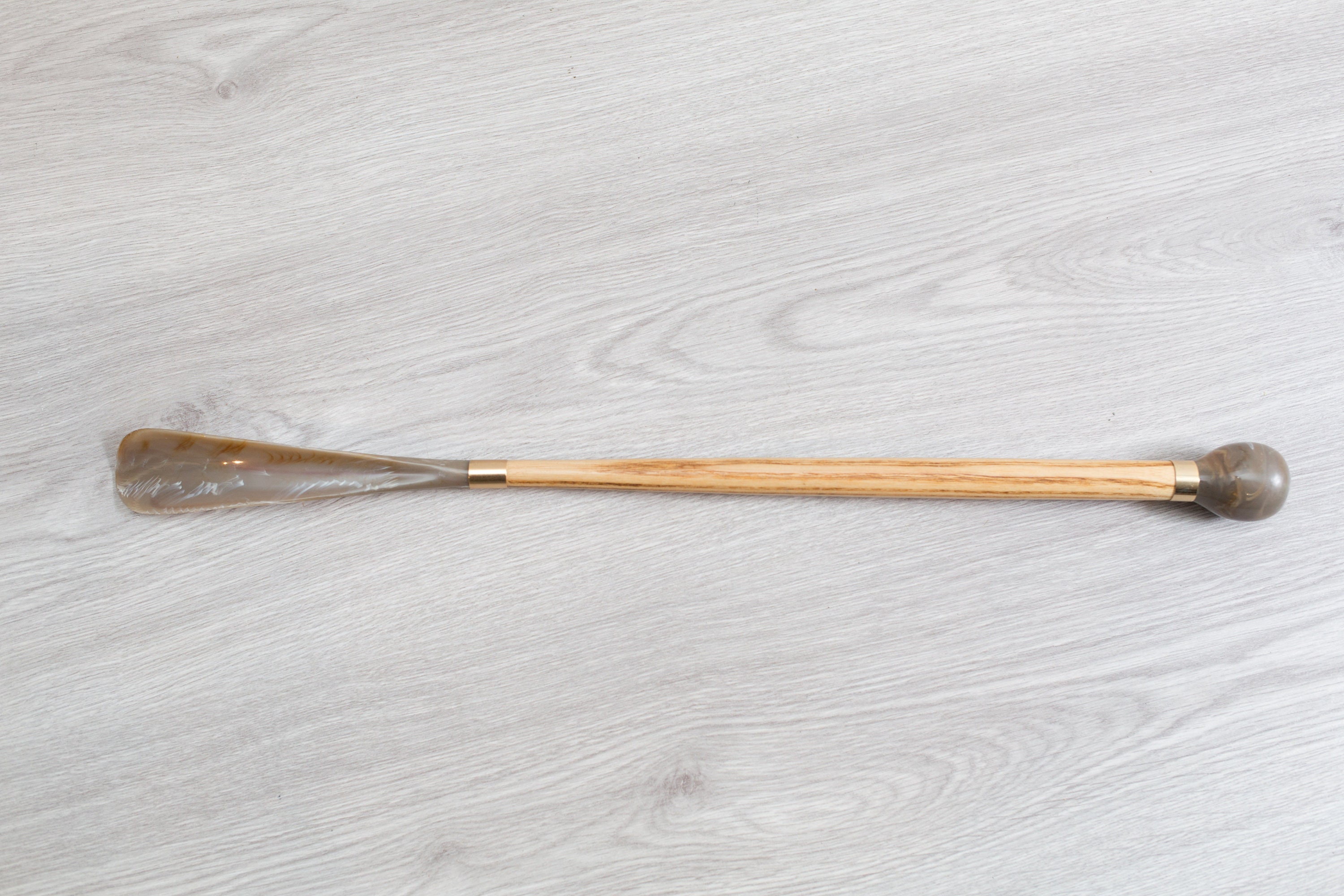 Vintage Shoe Horn Wood, Plastic and Brass Colored Shoe Horn