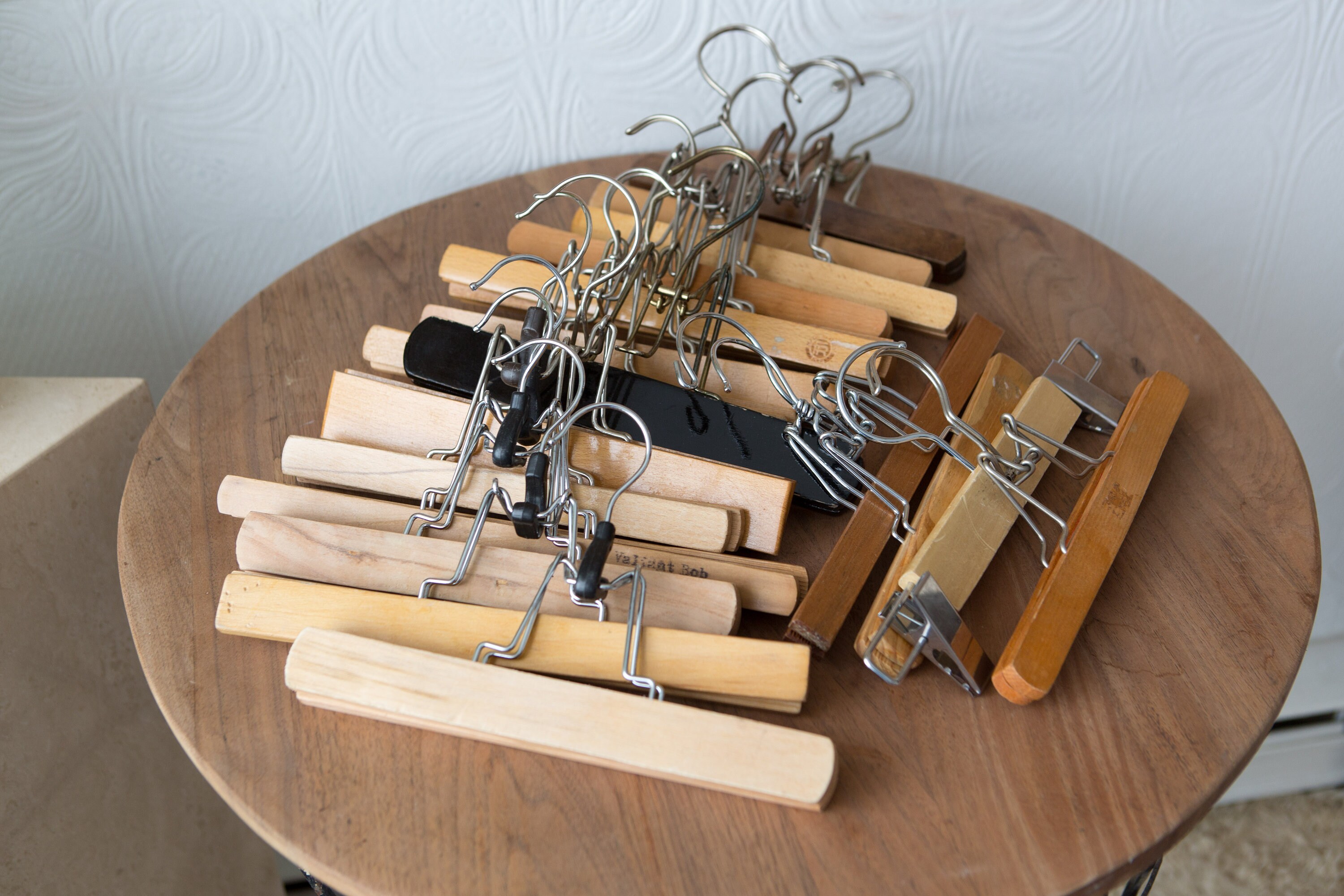 18 Wooden Skirt or Pant Clip / Clamp Hangers Vintage Clothing Hangers