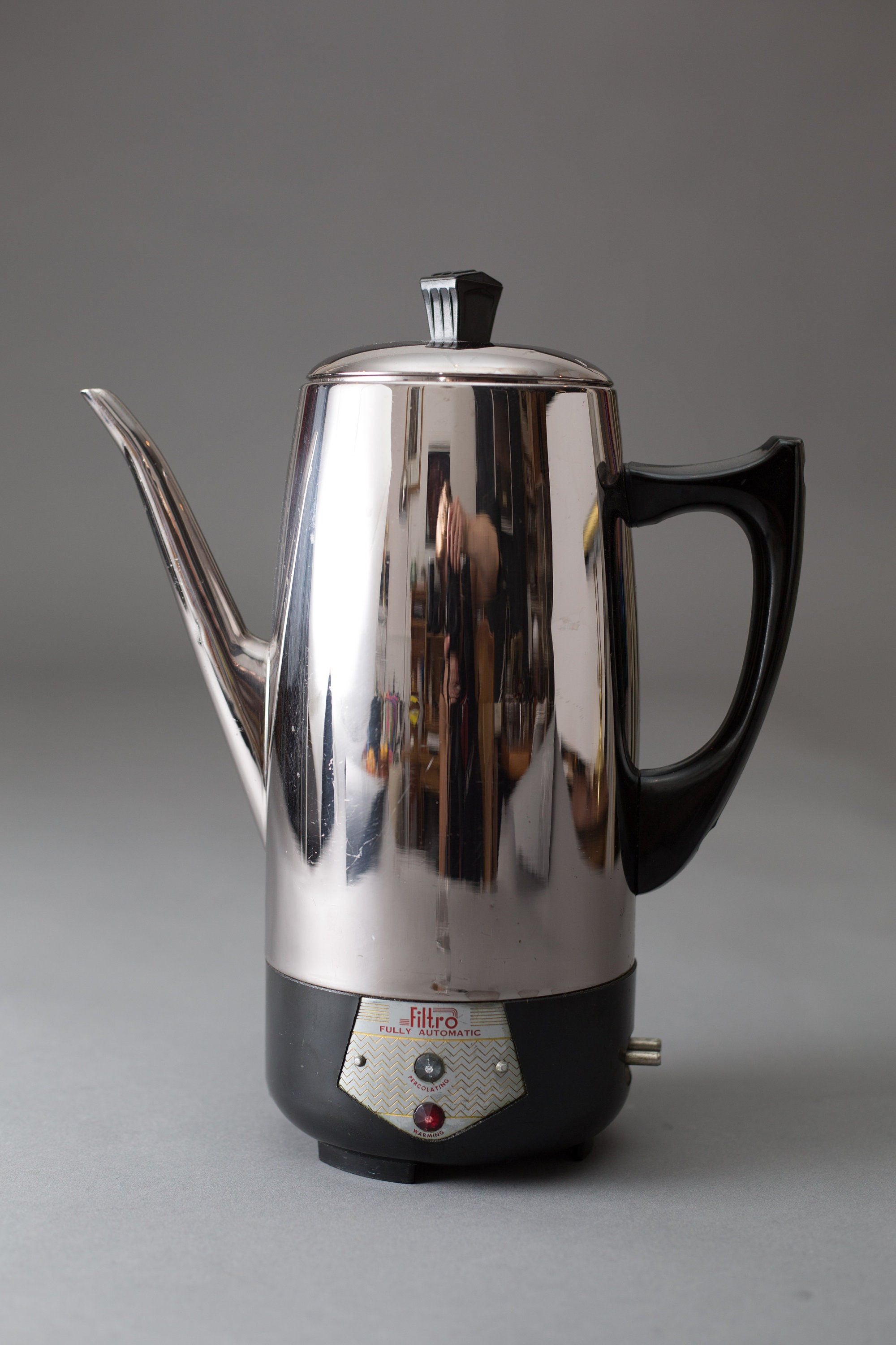 Filtro Coffee Percolator - Metal Electric Filter Coffee Maker- Retro Mid  Century Modern Chrome Fully Automatic Coffee Pot