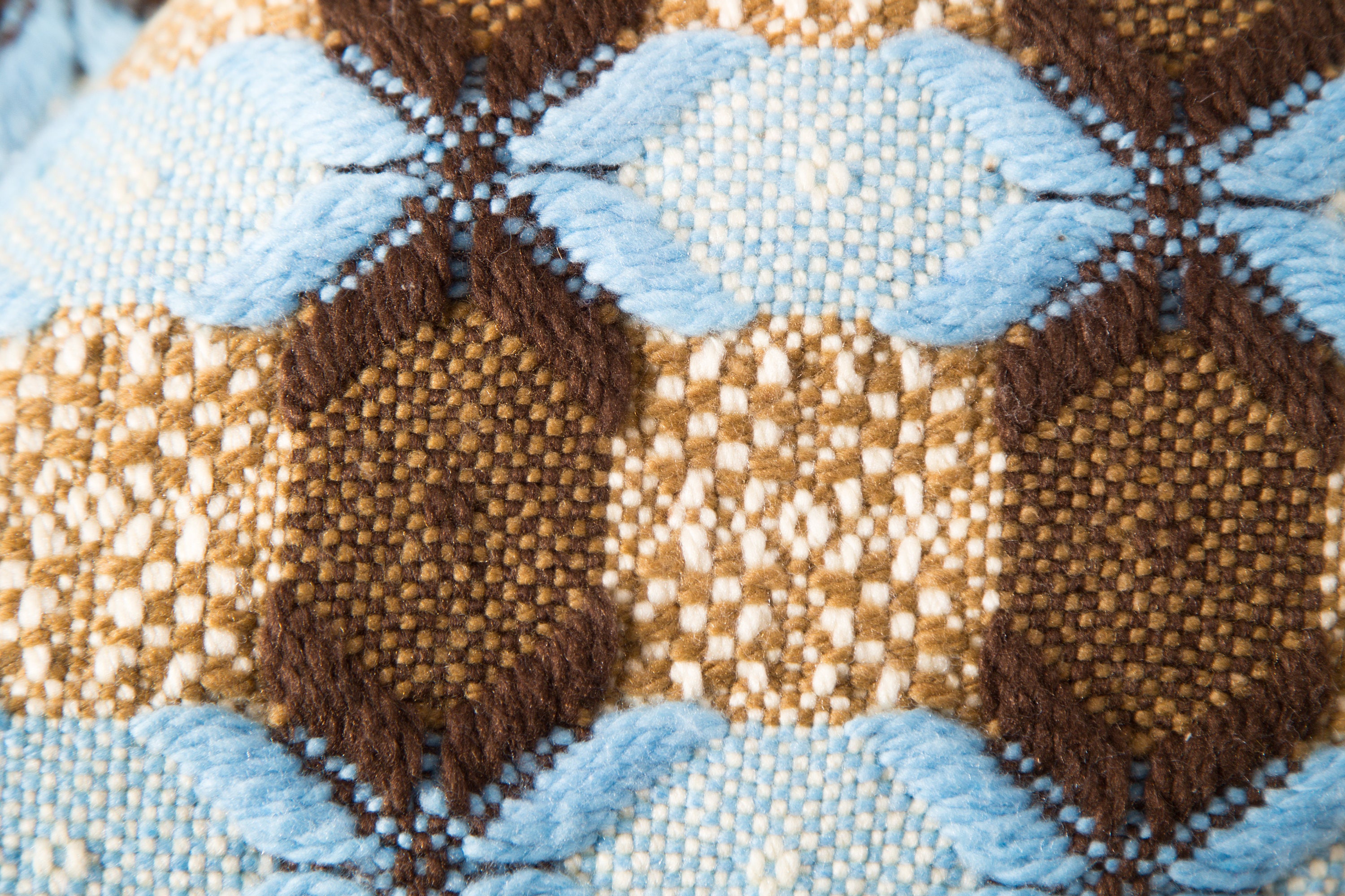 Vintage Woven Blanket / Large Quilted StyleGeometric Diamond Blue and