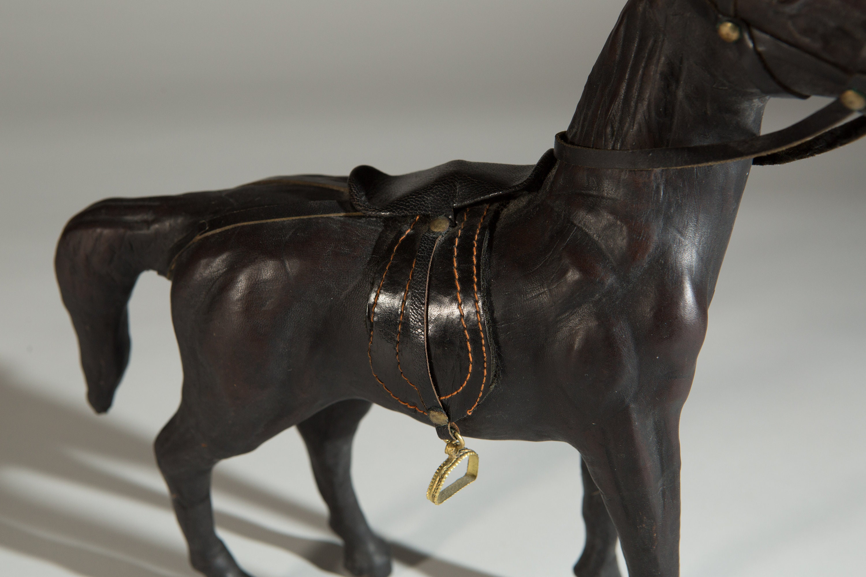 Vintage Leather Horse Brown Equestrian Figurine Antique Edwardian