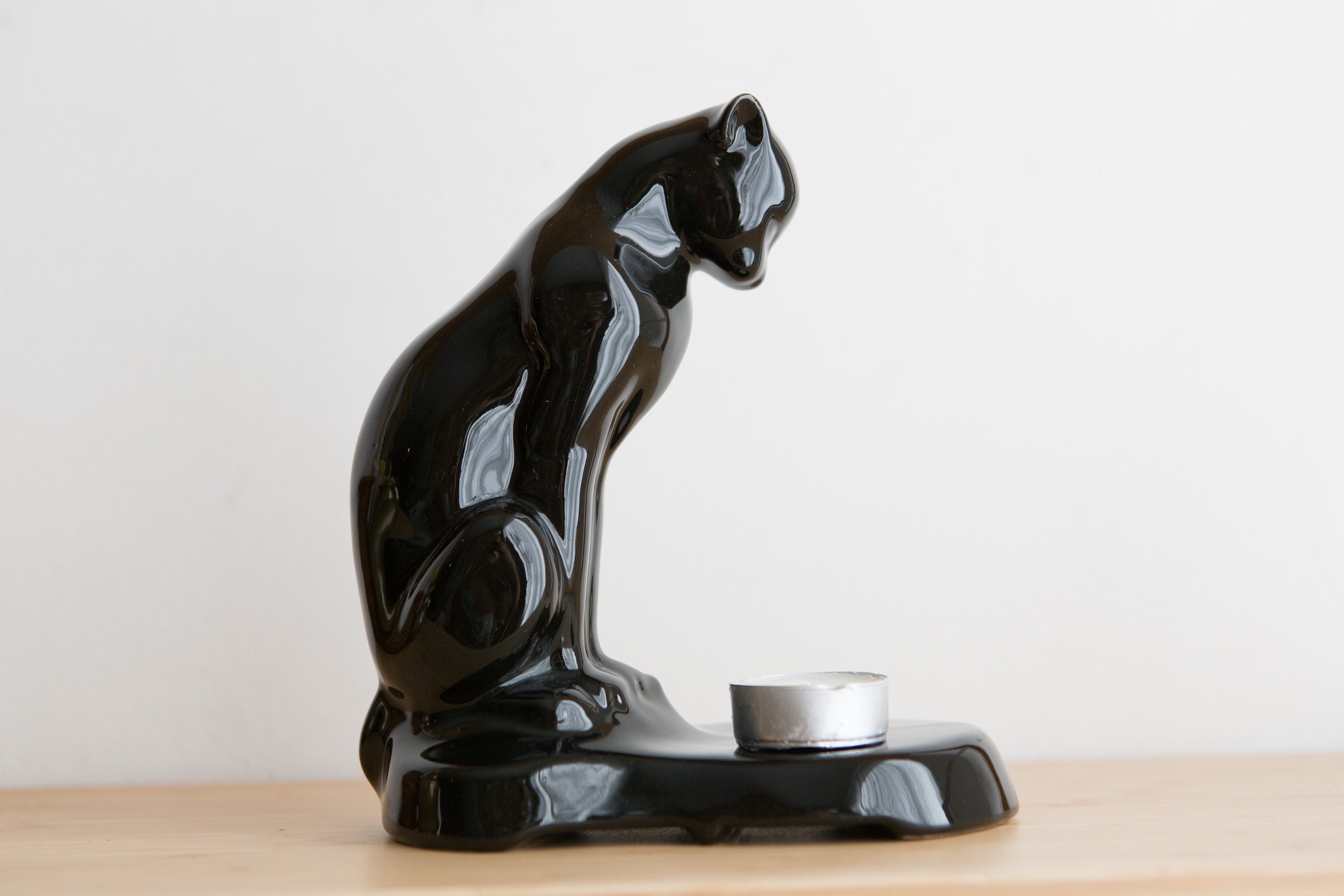 Ceramic Cat Candle Holder Black Cat Decor Mothers Day Gift