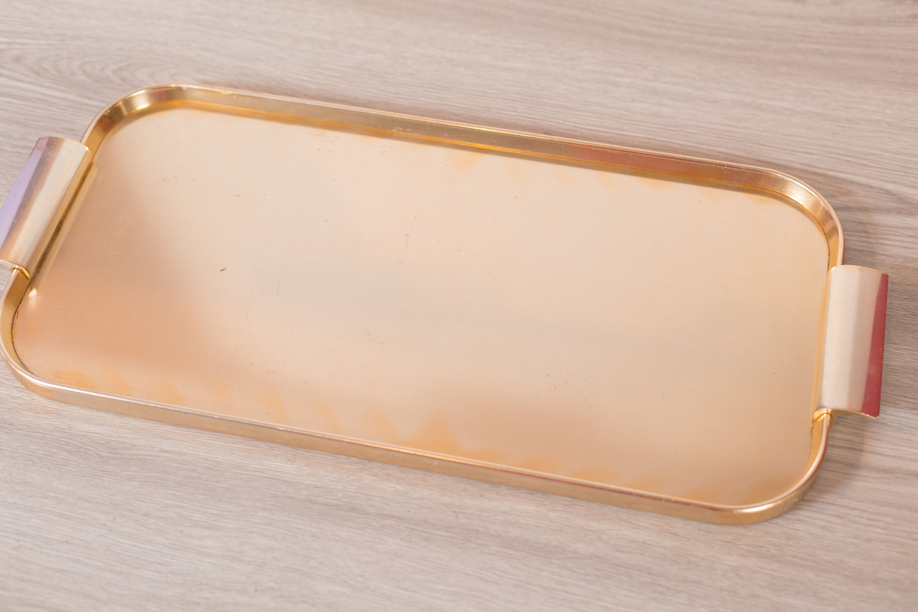 Rose Gold Serving Tray Vintage Large Kaymet Tea Tray 1960s Metal