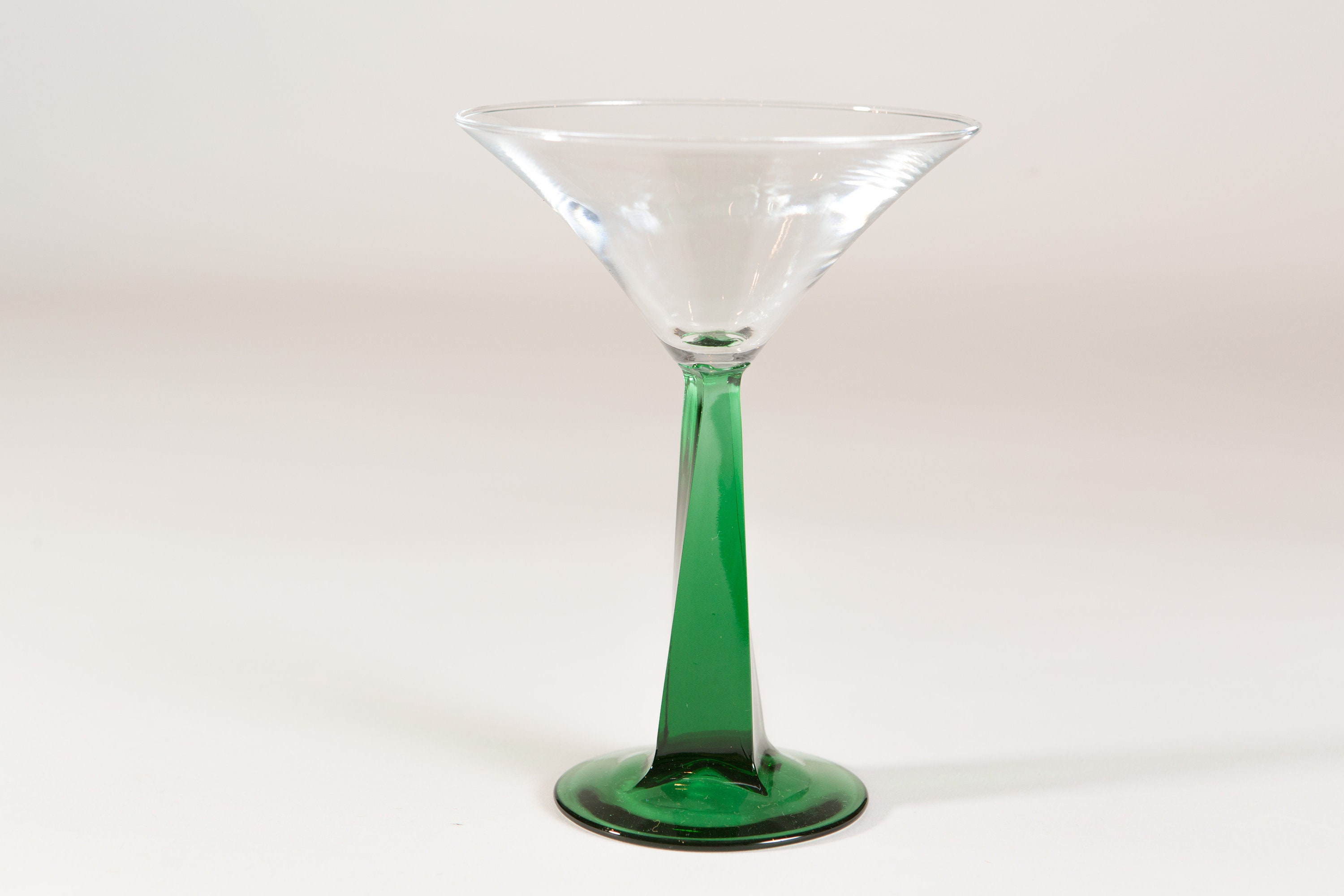 Vintage Green Stem Martini Glasses 8oz Pair Southwestern Desert Style Cocktail Stemware Glasses