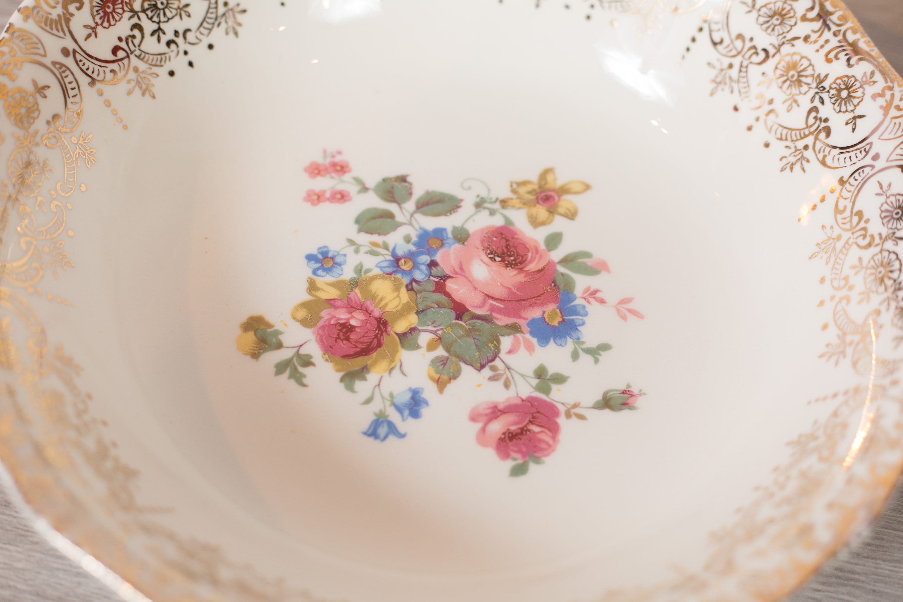 Vintage Serving Platters Pair Keystone Canonsburg Floral Dishes with