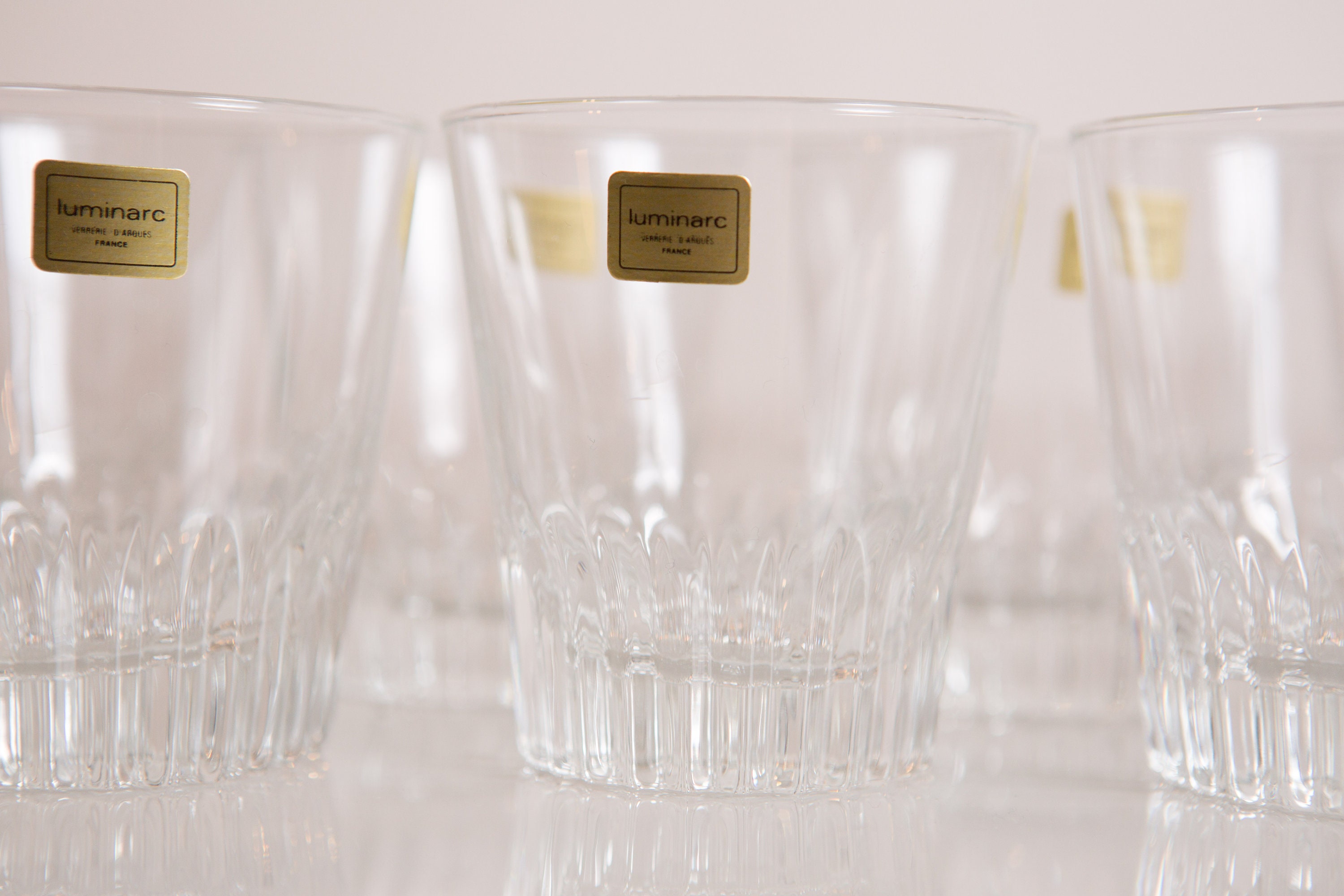 9 Lowball Tumblers 6oz Luminarc Cocktail Glasses Hollywood Regency