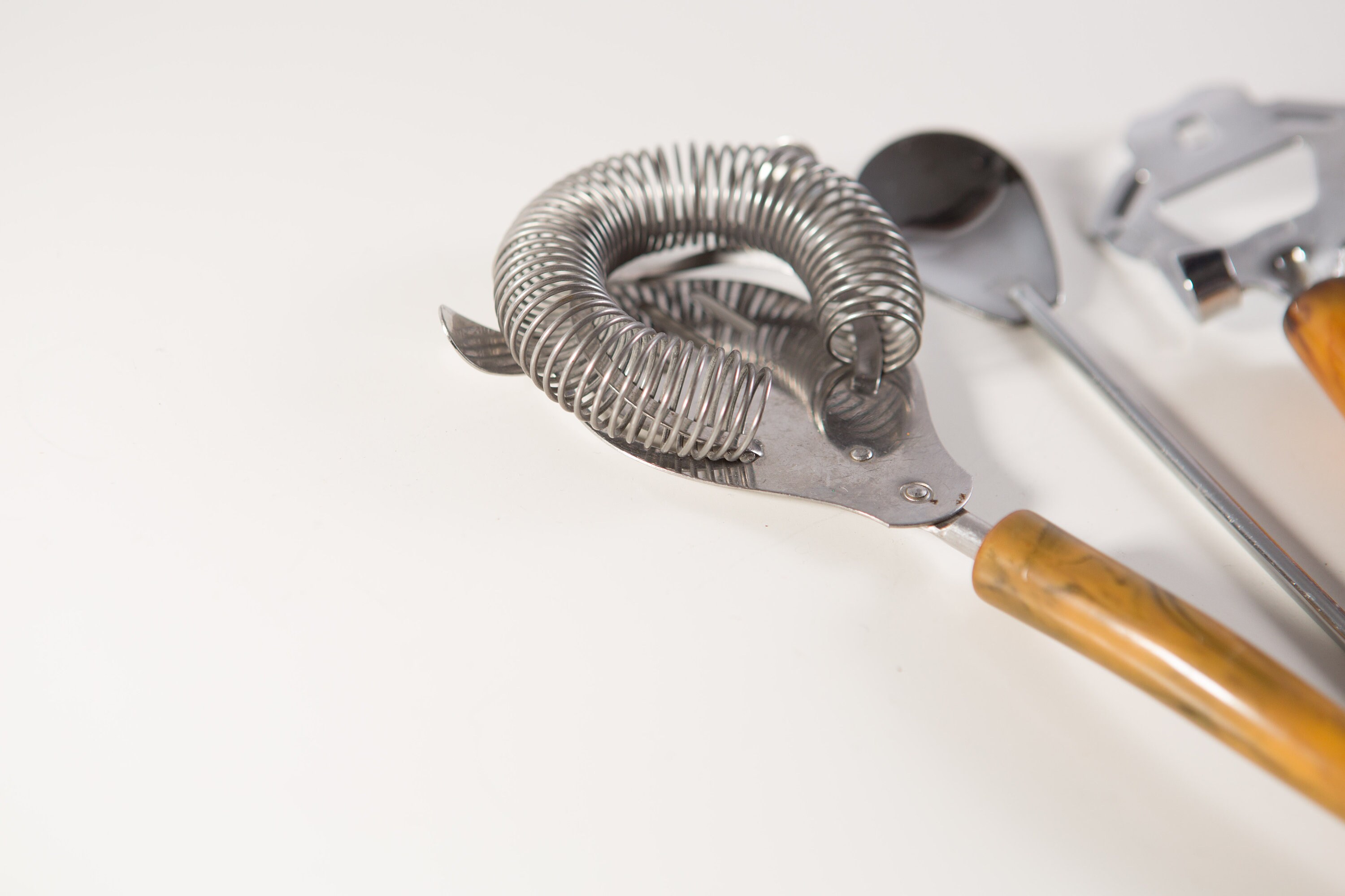 Vintage Bar Utensils / Set of 3 Vintage Stainless Steel and Bakelite
