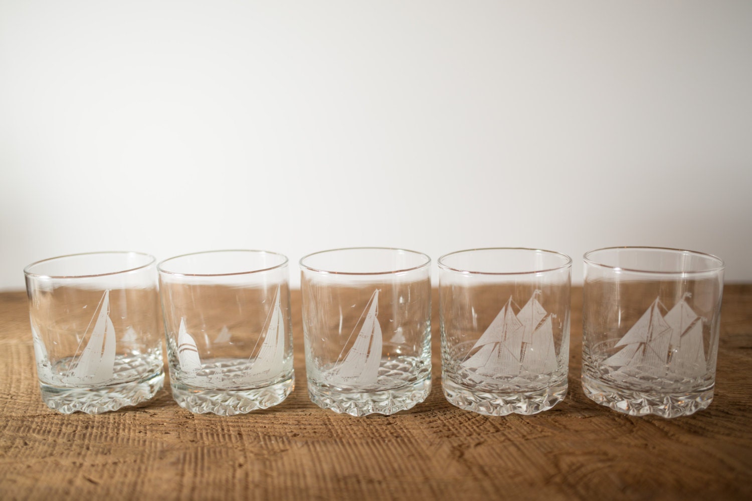 Frosted True North Whisky blue nose Bar Glasses 8oz / Nautical Ocean