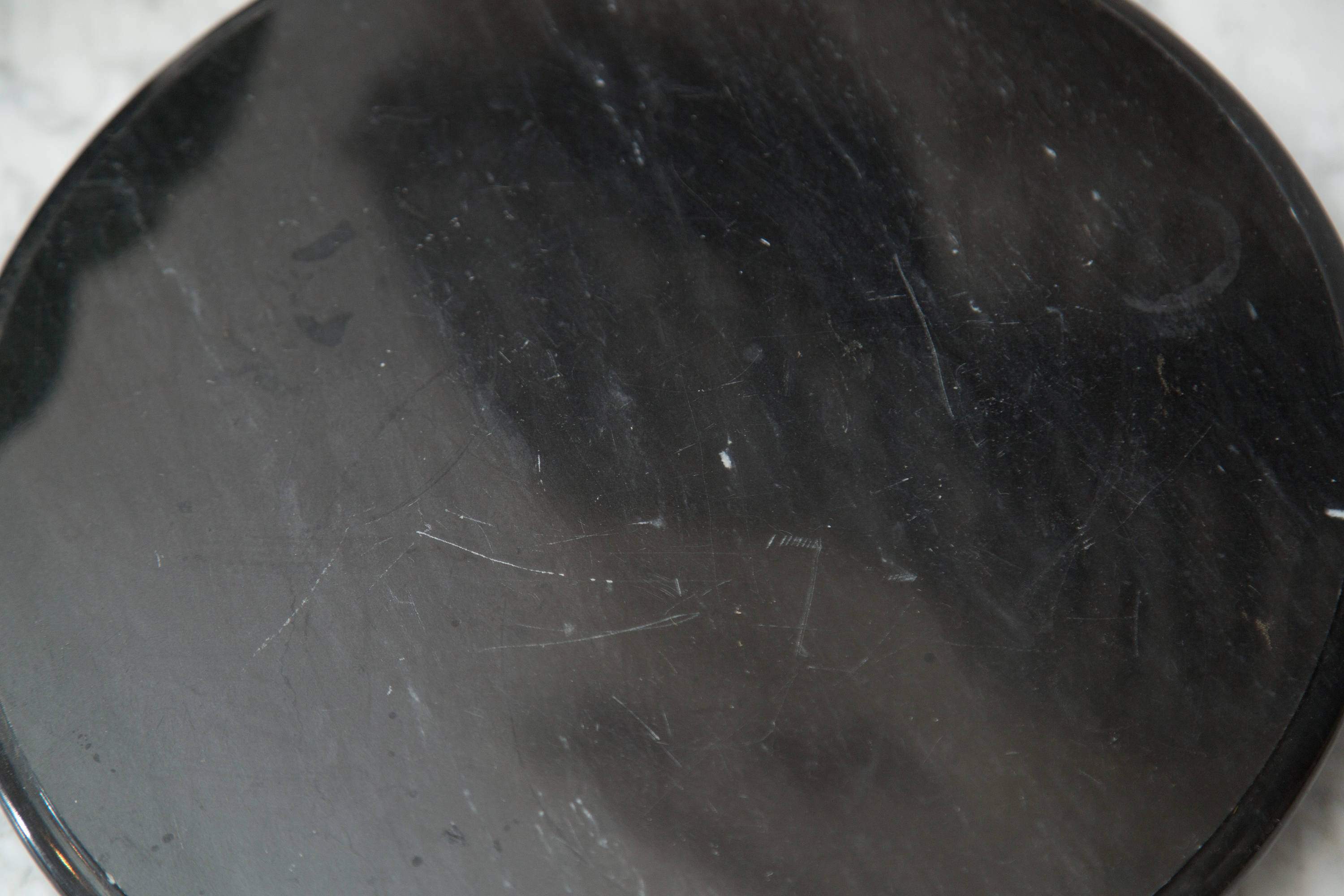 Black Marble Tray Vintage Dark Marbled Stone Round Serving Tray