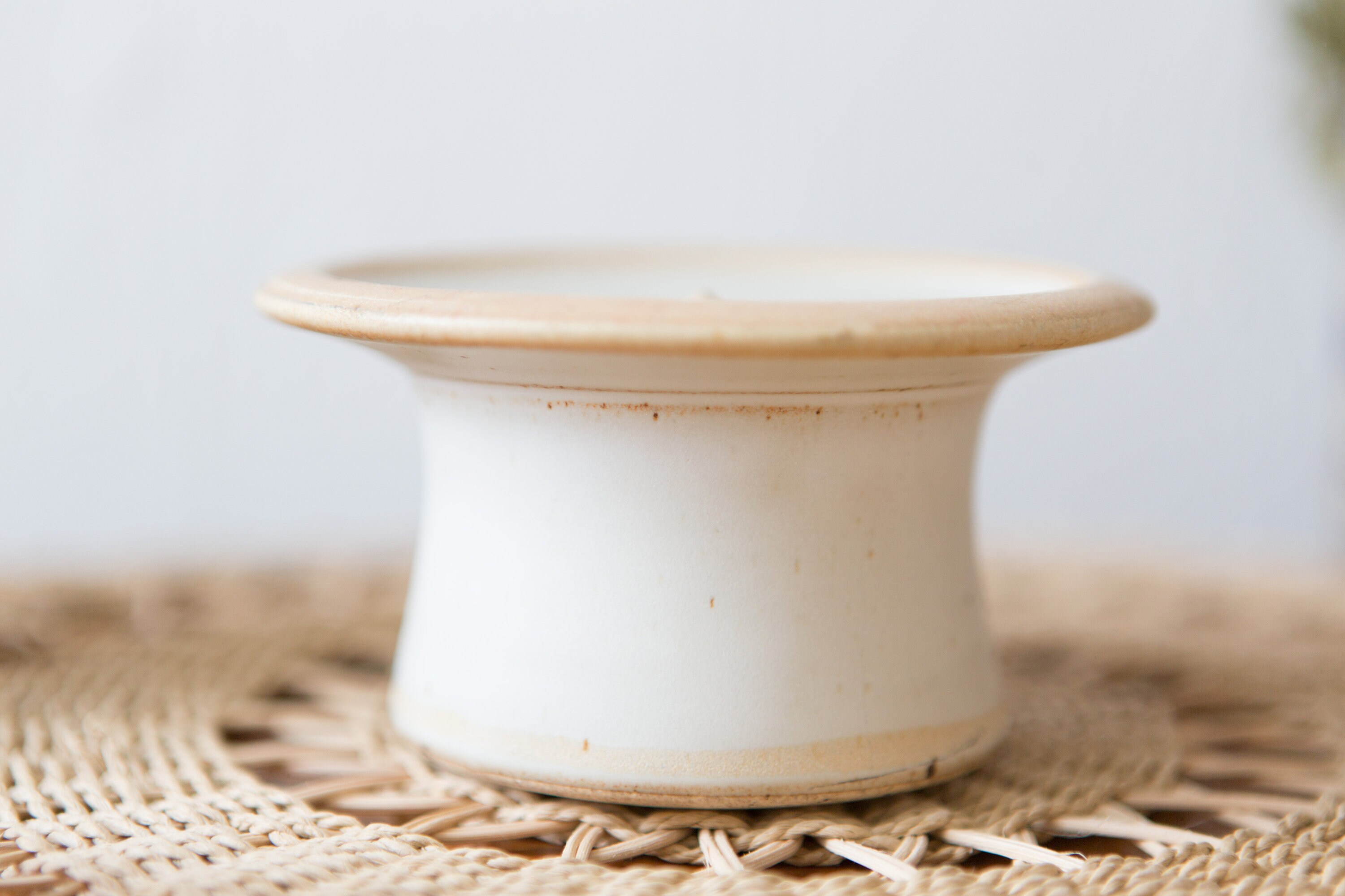 Handmade Ceramic Vase and Candle Holder Earthy Cream Coloured Vintage