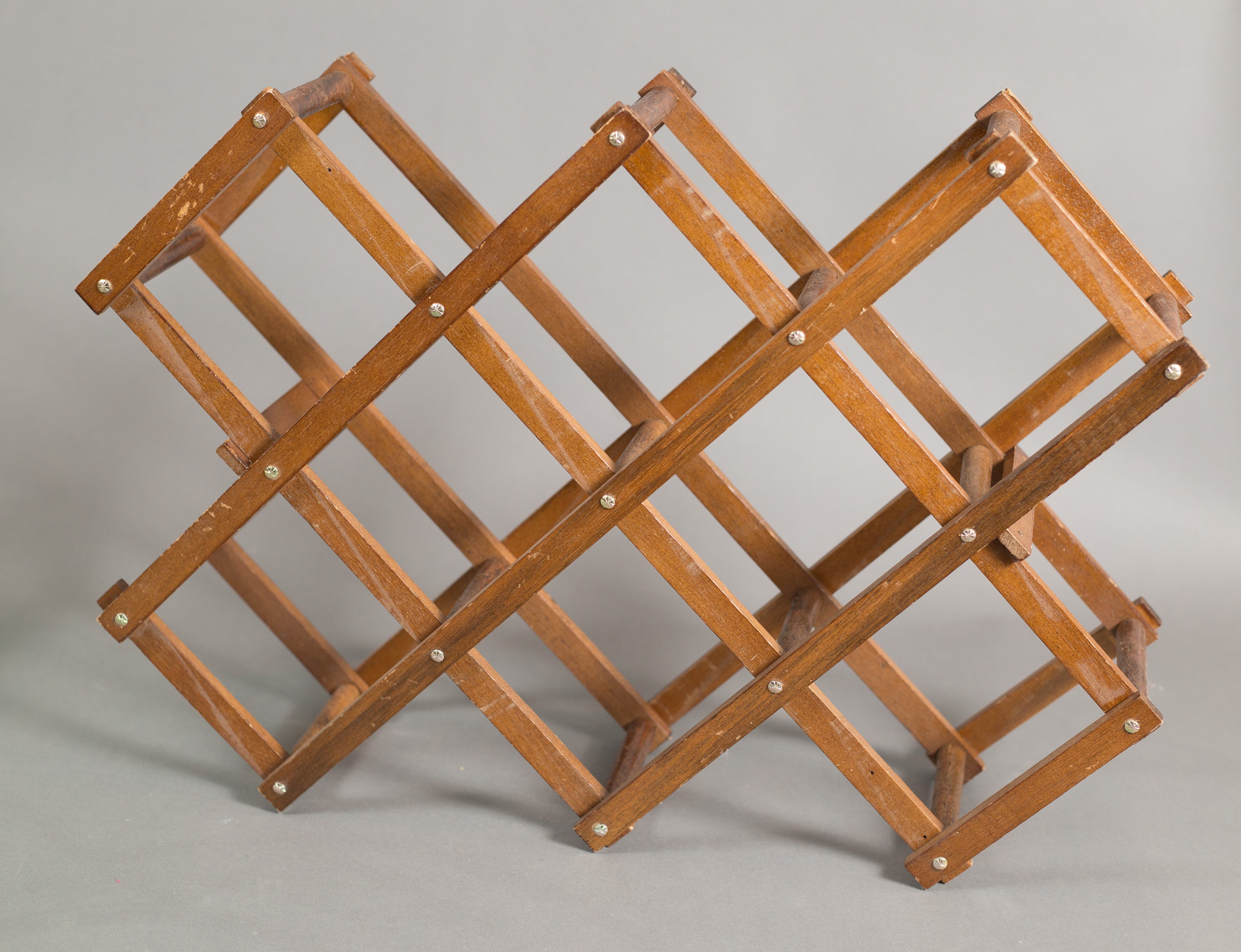 Vintage Wine Rack Wood Wine Holder Folding Collapsible 6bottle