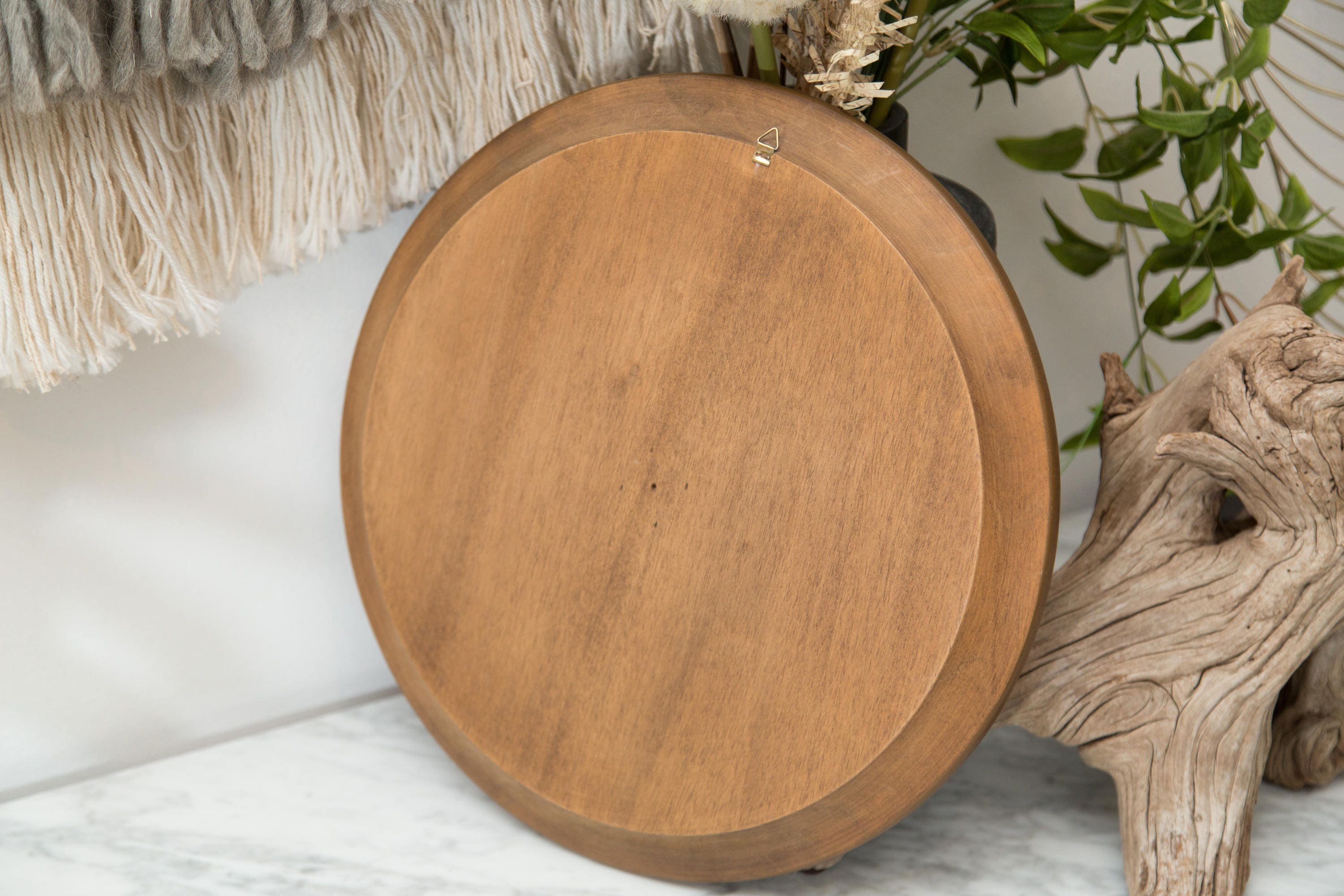 Decorative Wall Plate Hand Painted Wood Plate with Floral Pattern Vintage Folk Art Primitive