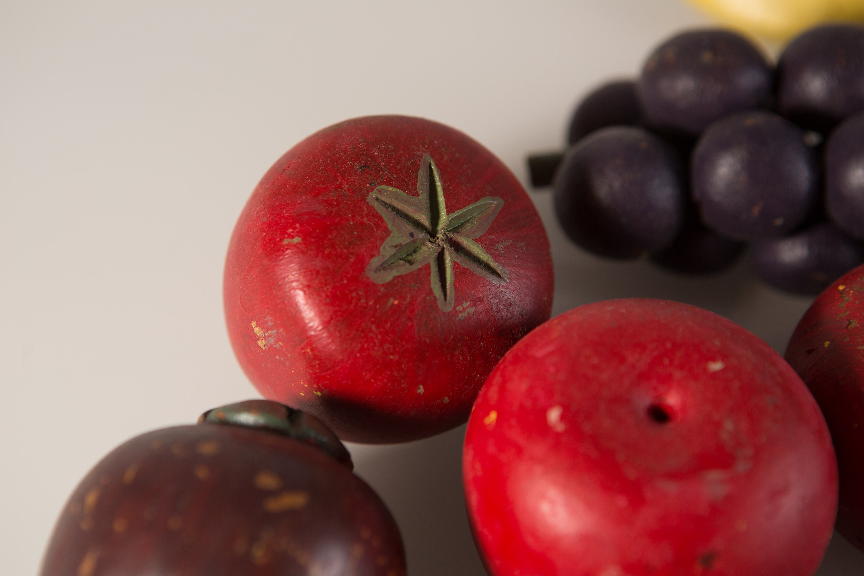 Vintage Wood Fruit Hand Carved and Painted Folk Fruit in Rustic