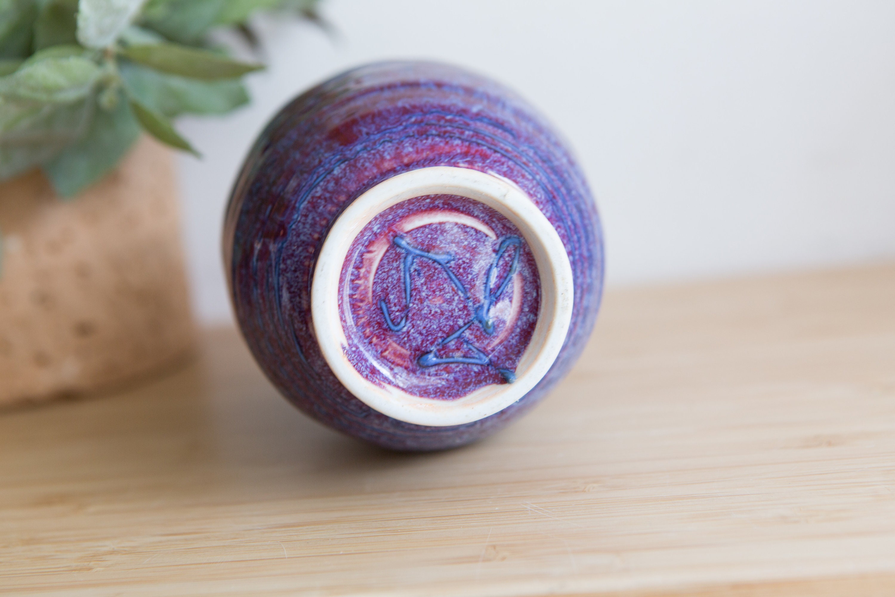 Purple Ceramic Bud Vase Vintage Studio Pottery Art Vase for Flowers