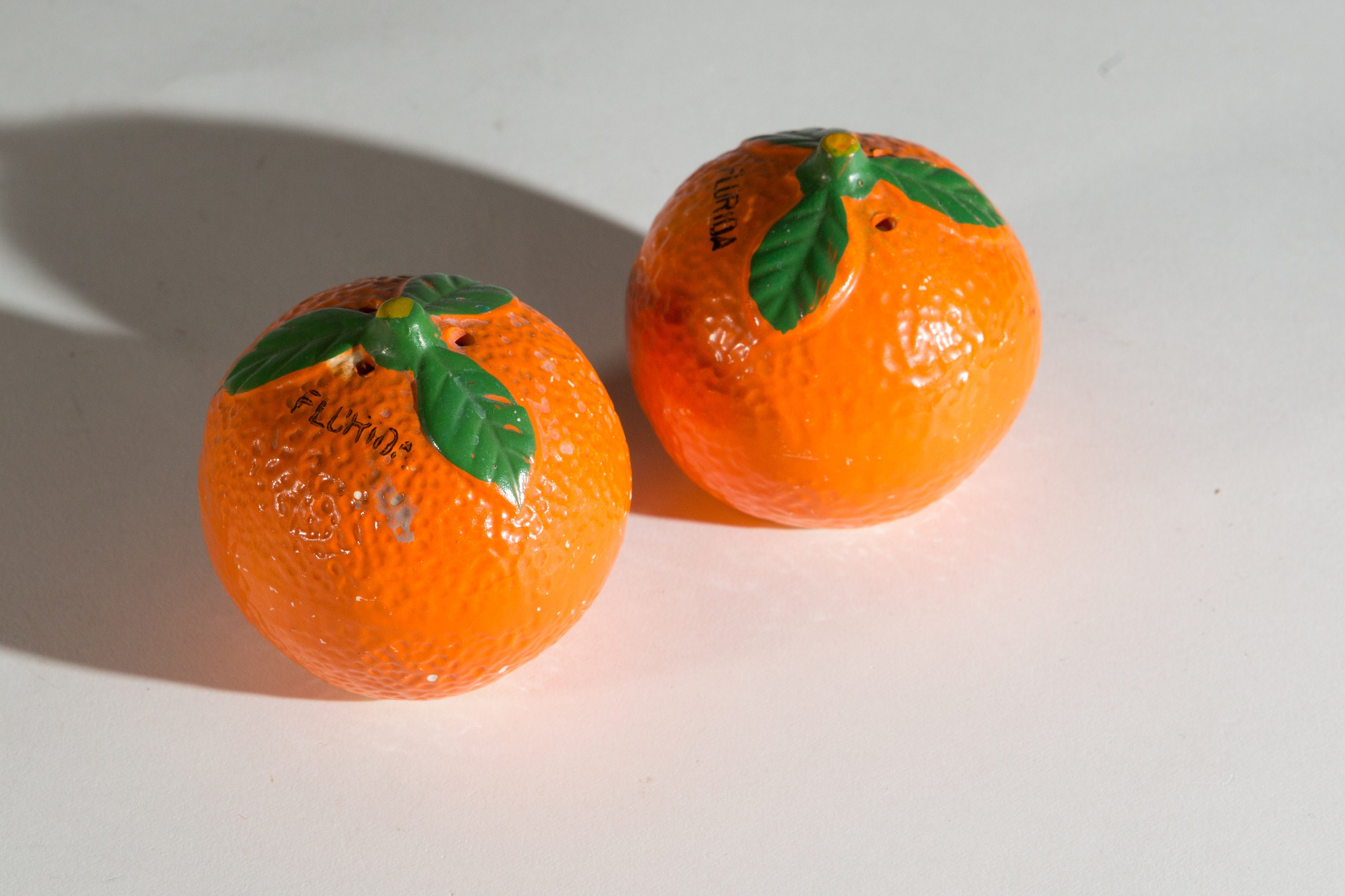 Orange Salt and Pepper Shakers Vintage Ceramic Orange Colored