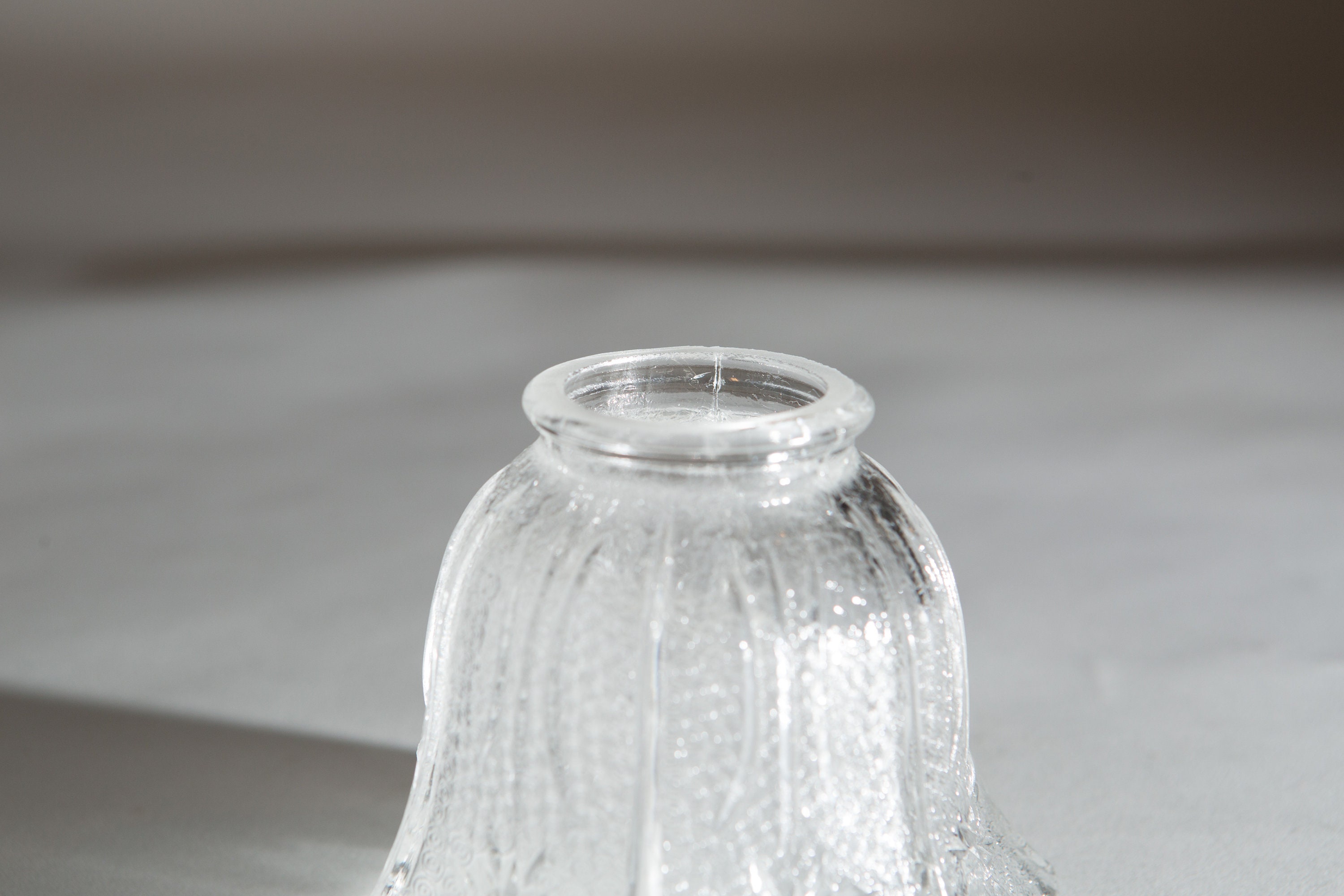 Vintage Glass Lamp Shade Clear Bell Shaped Pressed Glass Pendant