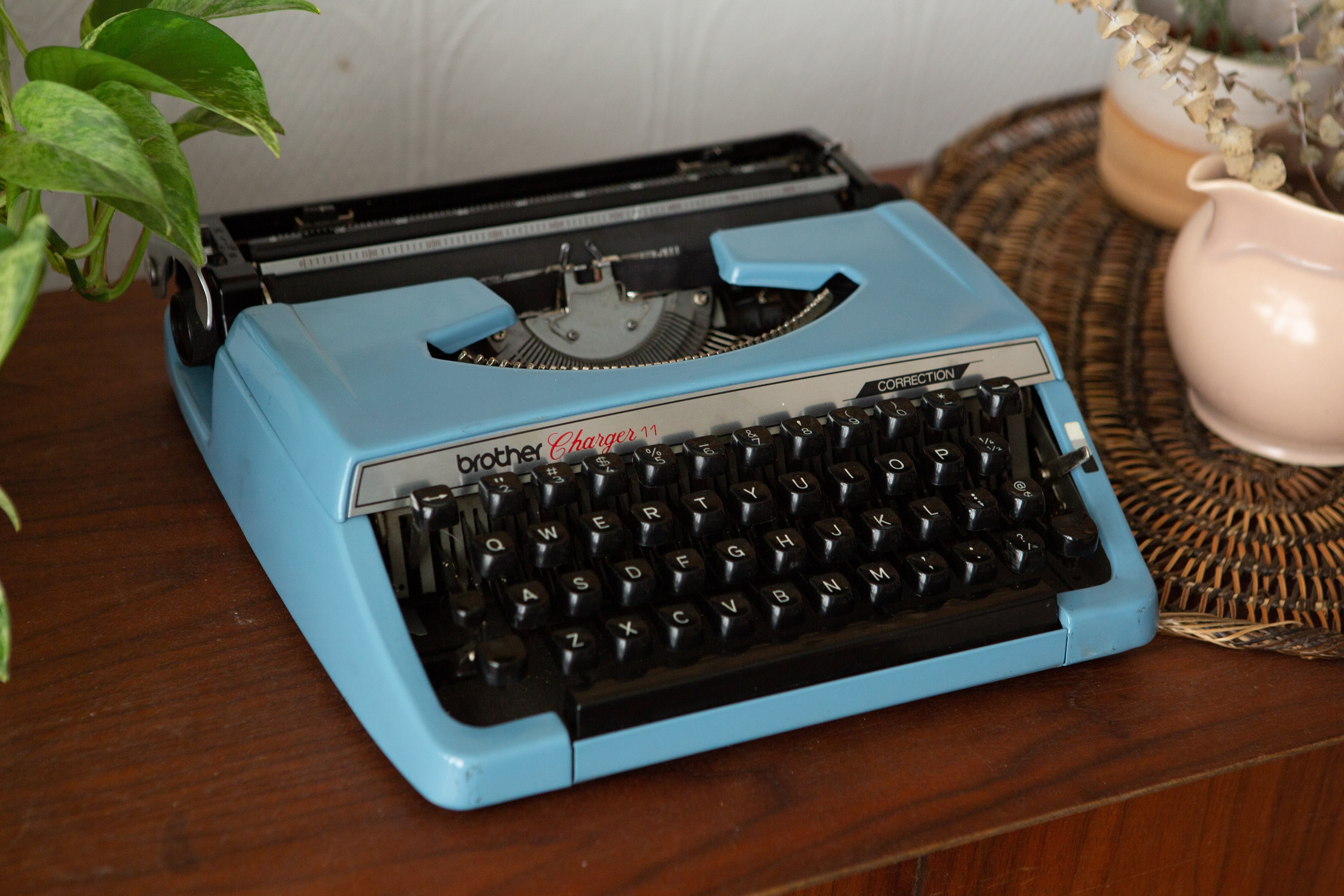 Brother Charger 11 Typewriter Vintage WORKING Blue Portable