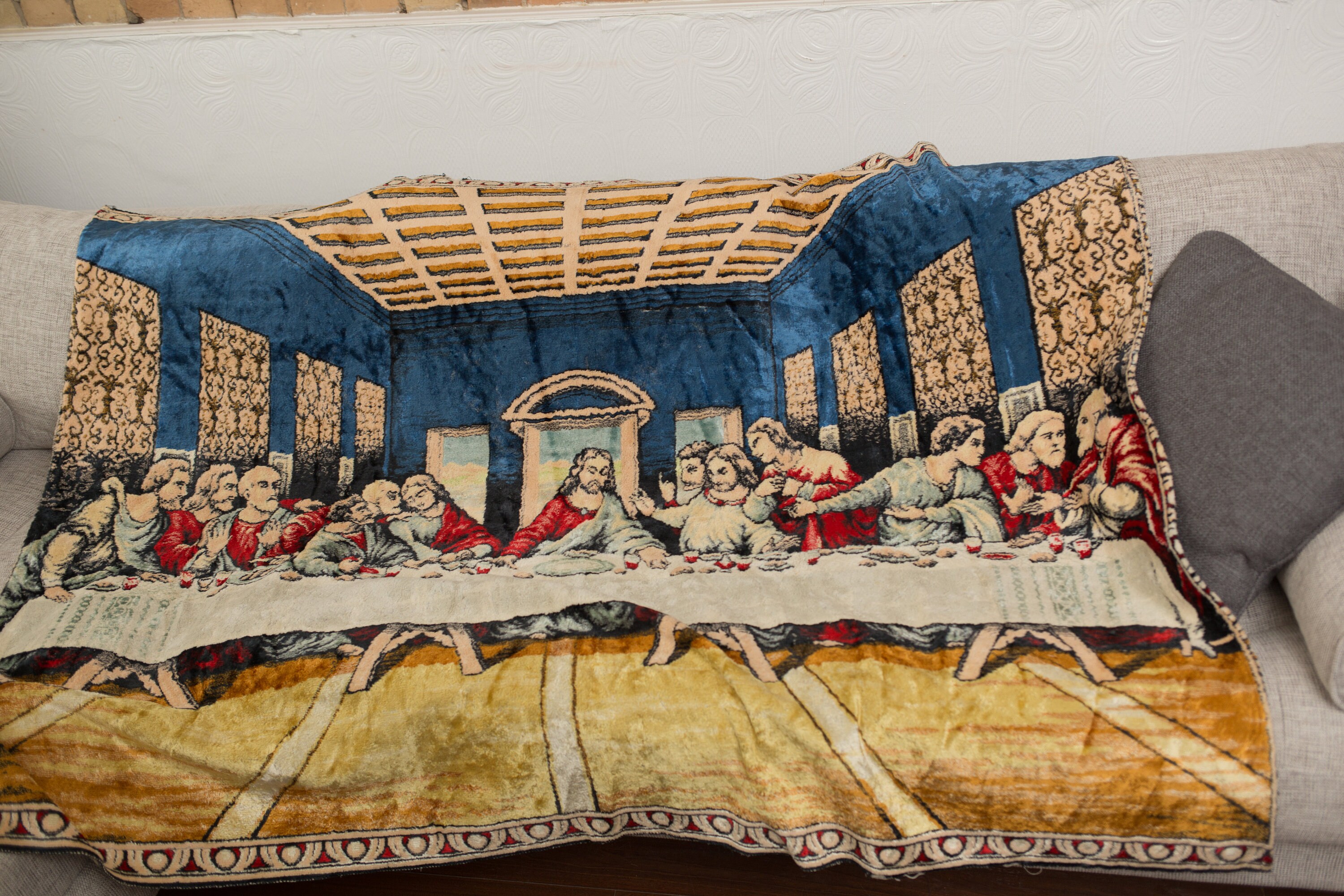 Vintage Last Supper Tapestry Wall Hanging 1960 S And