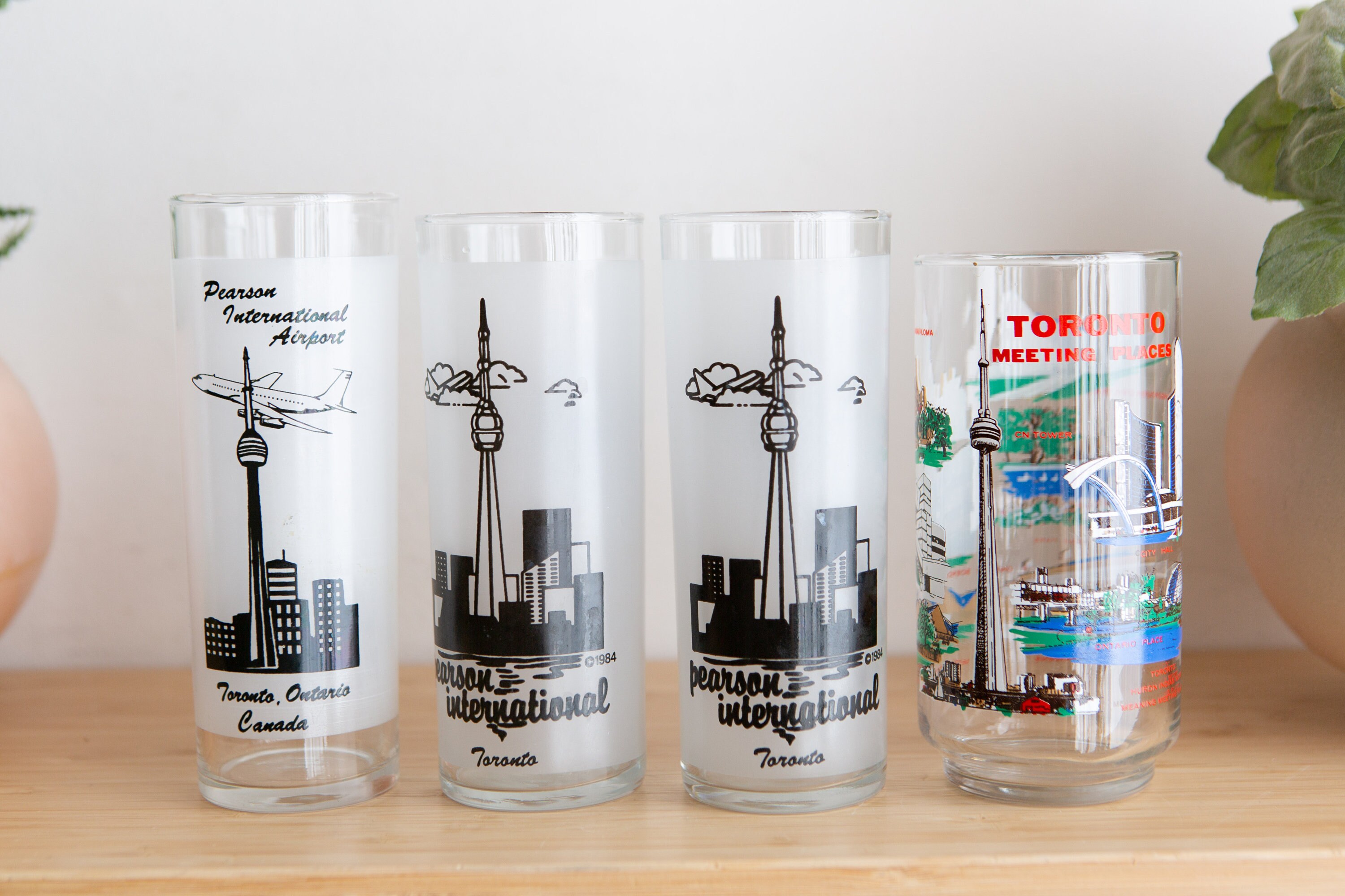 Toronto Pearson Airport YYZ Cocktail Glasses Vintage Drinking
